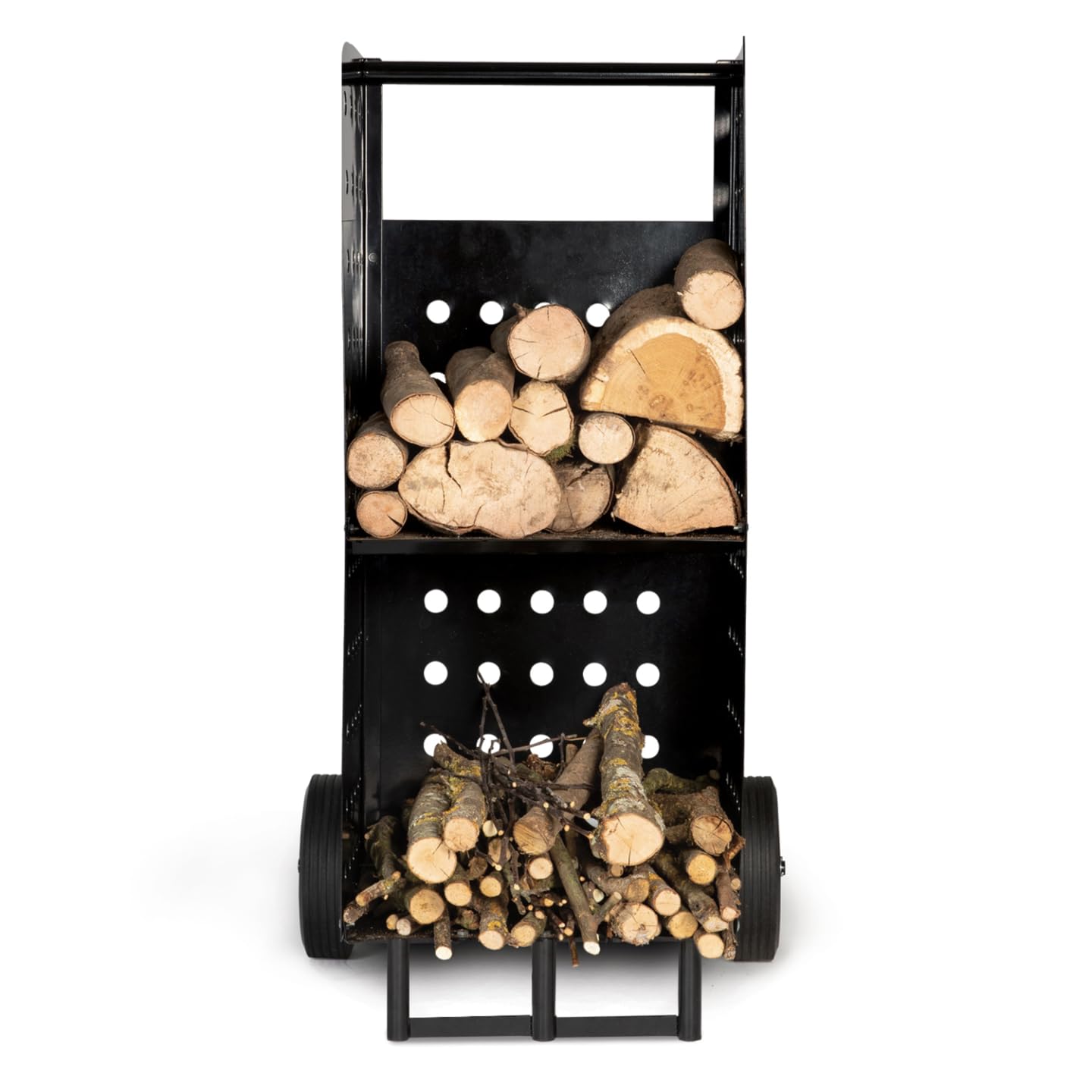 IDMarket - Chariot Porte bûches Acier Noir 40 x 40 x 100,5 CM pour cheminée
