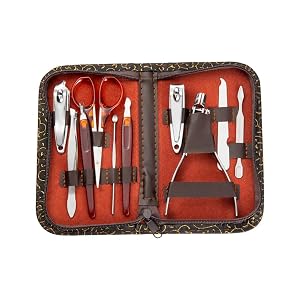 Set 10in1 Pedicure Manicure Tool Nail Stainless Steel Cuticle Clippers Nipper Scissors Cleaner Grooming Kit Case Color As