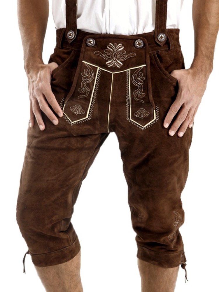 Cuir CraftMens Knee Breeches German Bavarian Lederhosen Oktoberfest Brown Lederhosen