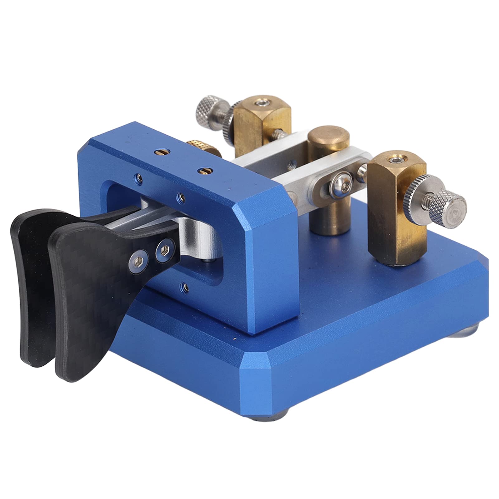 Chiave codice Morse Doppia paletta Chiave telegrafica CW automatica Strumento chiave codice Morse Acciaio (Blu)