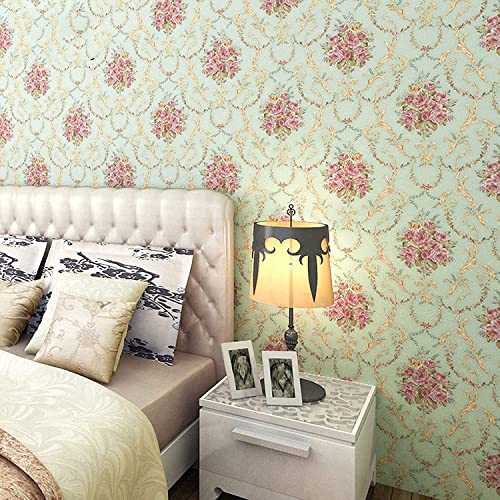 Image of NANA's Collections Blue Vintage Floral Design Wallpaper - Self-Adhesive Waterproof Peel & Stick Wall Paper for Living Room, Bedroom, Kitchen - 45cm x 1000cm Roll