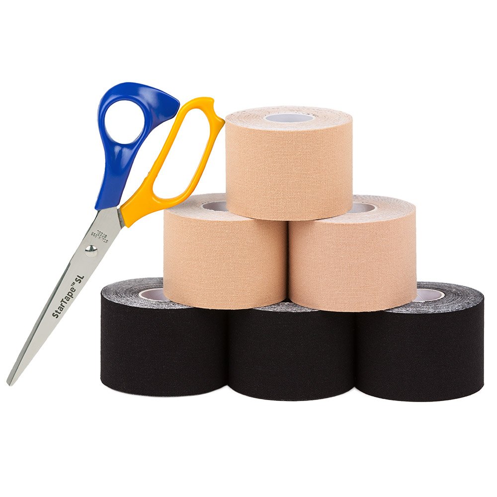SL Star Kinésiologie Tape 6 Set avec ciseaux – Sport Tape rouleaux 5 cm de largeur et 550 cm de long – Pansements Tapes