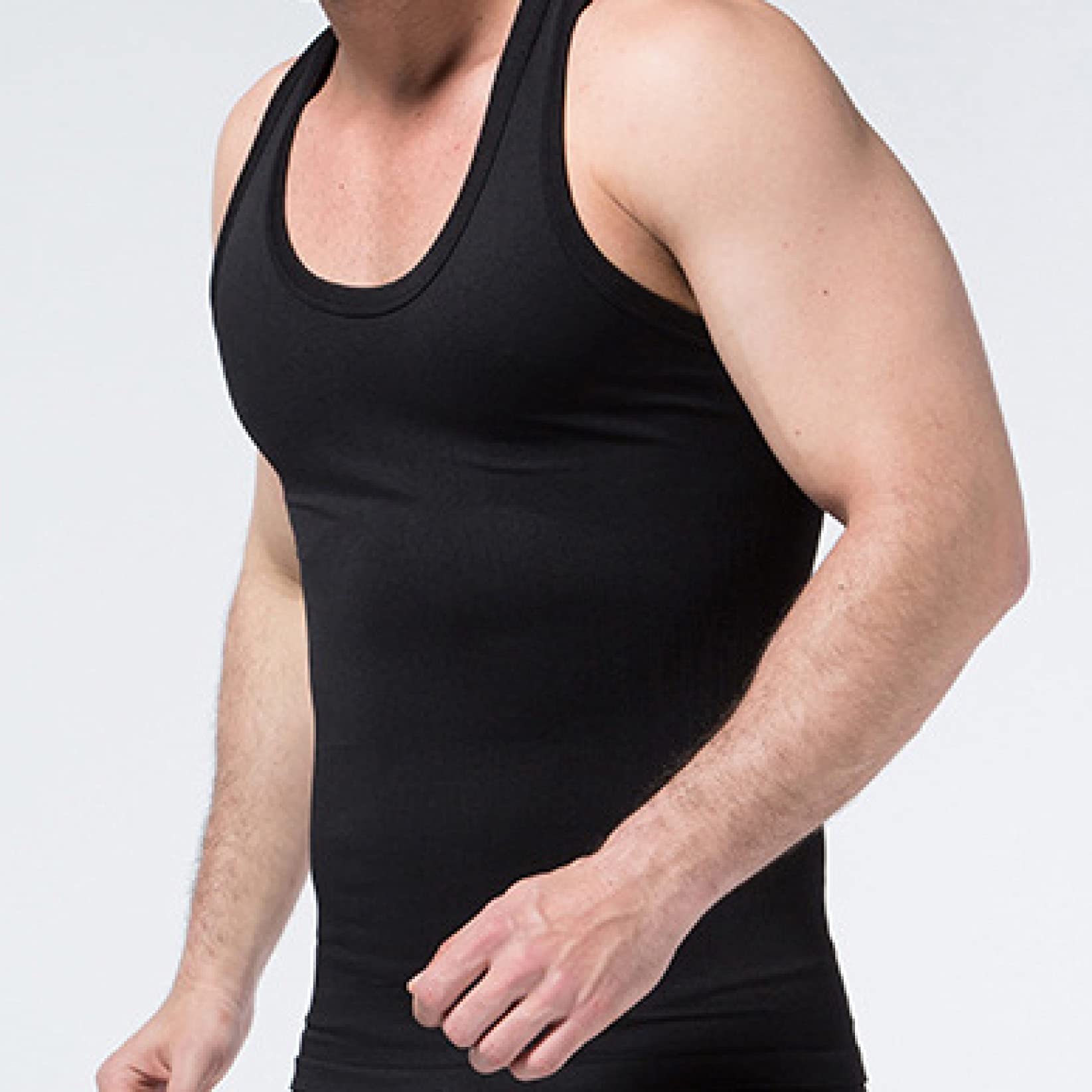 Herren bauchweg-Shape-Weste, Kompressionsshirt – eng anliegende Body-Shaper-Weste mit Rundhalsausschnitt für fitnessstudio und Fitness