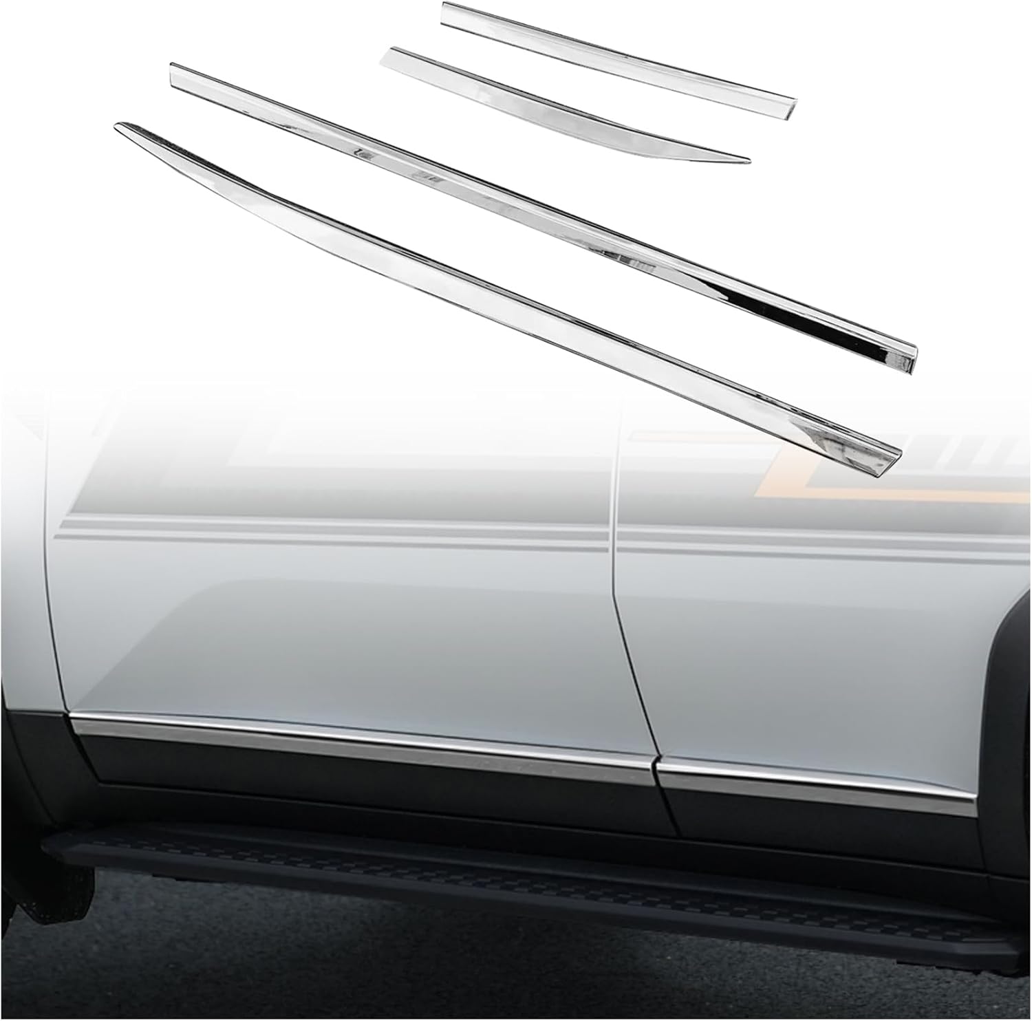 ITrims Car Accessories for Toyota Land Cruiser Prado J250 LC250 2024 2025 Side Door Body Molding Streamer Protector Door Edge Guard Cover Seal Strip Trim Exterior Door Edge Guard ABS 4PCS