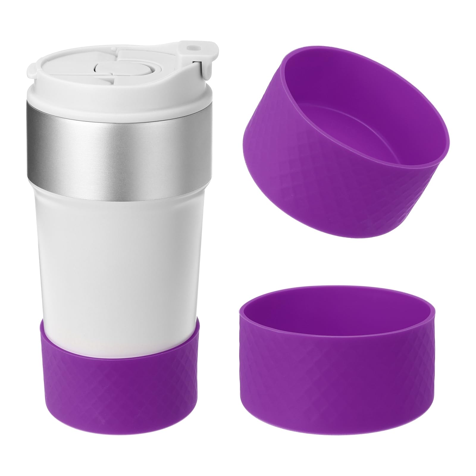 PATIKIL Silicone Water Bottle Boot, 2 Pcs 3 Inch Water Bottle Protective Sleeves 12-24 oz Anti-Slip Bottom Cover Sleeve Accessory Protector for Sports Water Bottles, Dark Purple