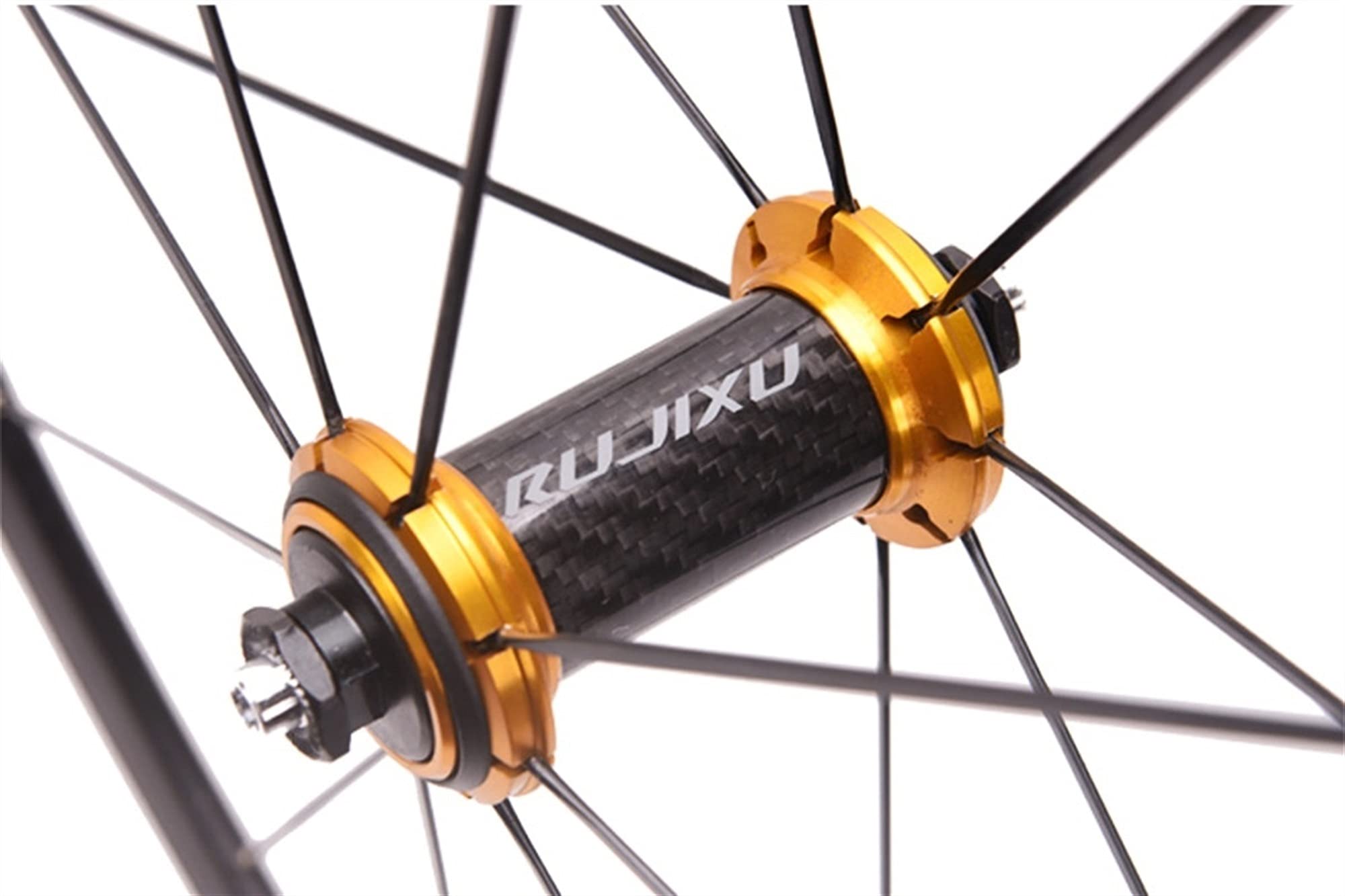 Juego Ruedas Bicicleta 700c Llanta 40mm Ruedas Liberación Rápida Freno V/C Buje Carbono para Casete 7 8 9 10 11 Velocidades 1925g Ruedas Bicicleta Crucero Carretera (Color : Gold hud, Size : 700C)