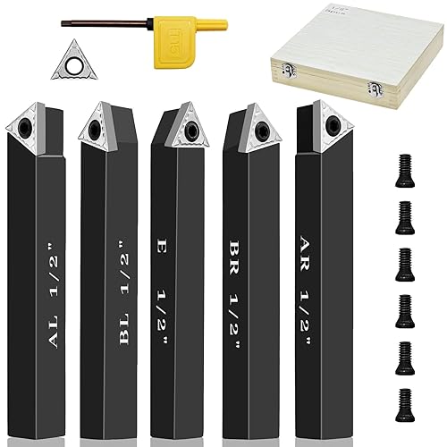 Miniatura 10 de SENDUO Juego de 5 piezas de herramientas de torneado de carburo indexable de 38 "para tornos de mecanizado, 5 piezas de herramientas de torno de