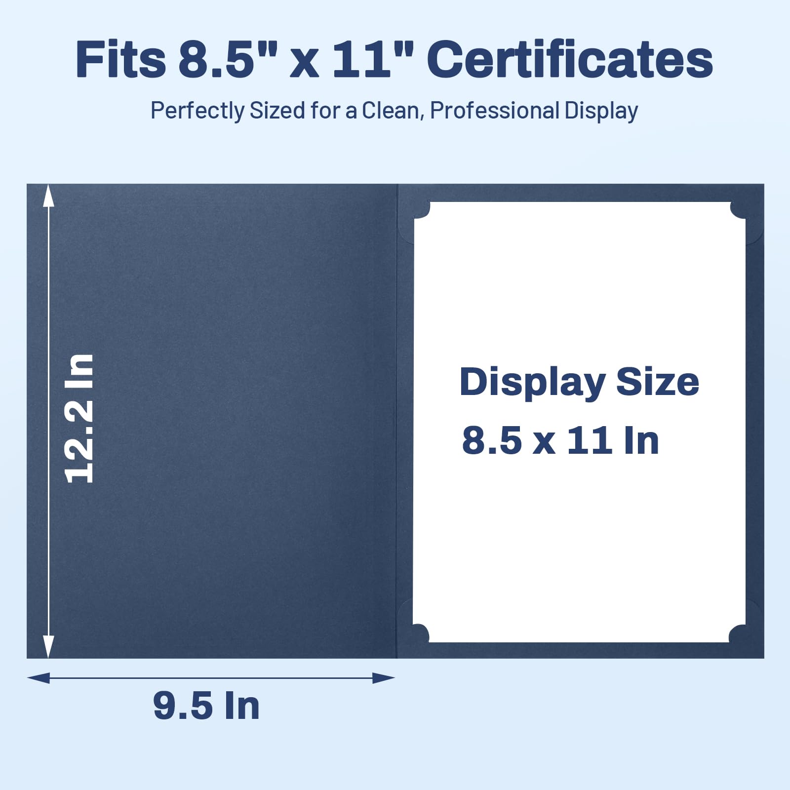 SUNEE Titulares de certificados (azul marino, 50 paquetes), cubiertas de diploma borde de lámina dorada, para certificados de tamaño carta 8.5 x 11, cartulina, documentos