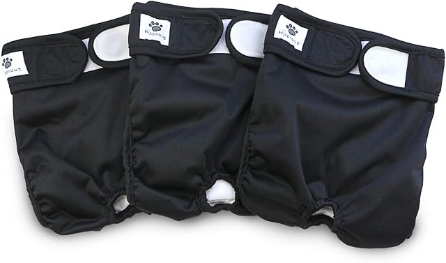 Hisprout Female Dog Diaper Reusable Washable Durable Doggie Diapers Pants(L,Black)