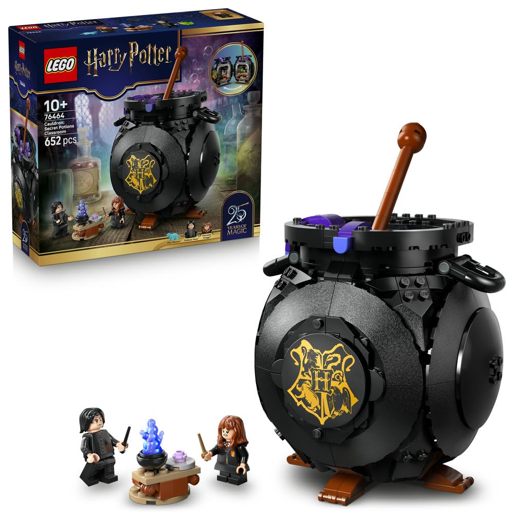 LEGO Harry Potter Kociołek: Sekretna sala zajęć z eliksirów 76464 | Kociołek do zbudowania, zabawka konstrukcyjna, prezent dla fana Harry’ego Pottera 10+, klocki dla dzieci, 652 elementy