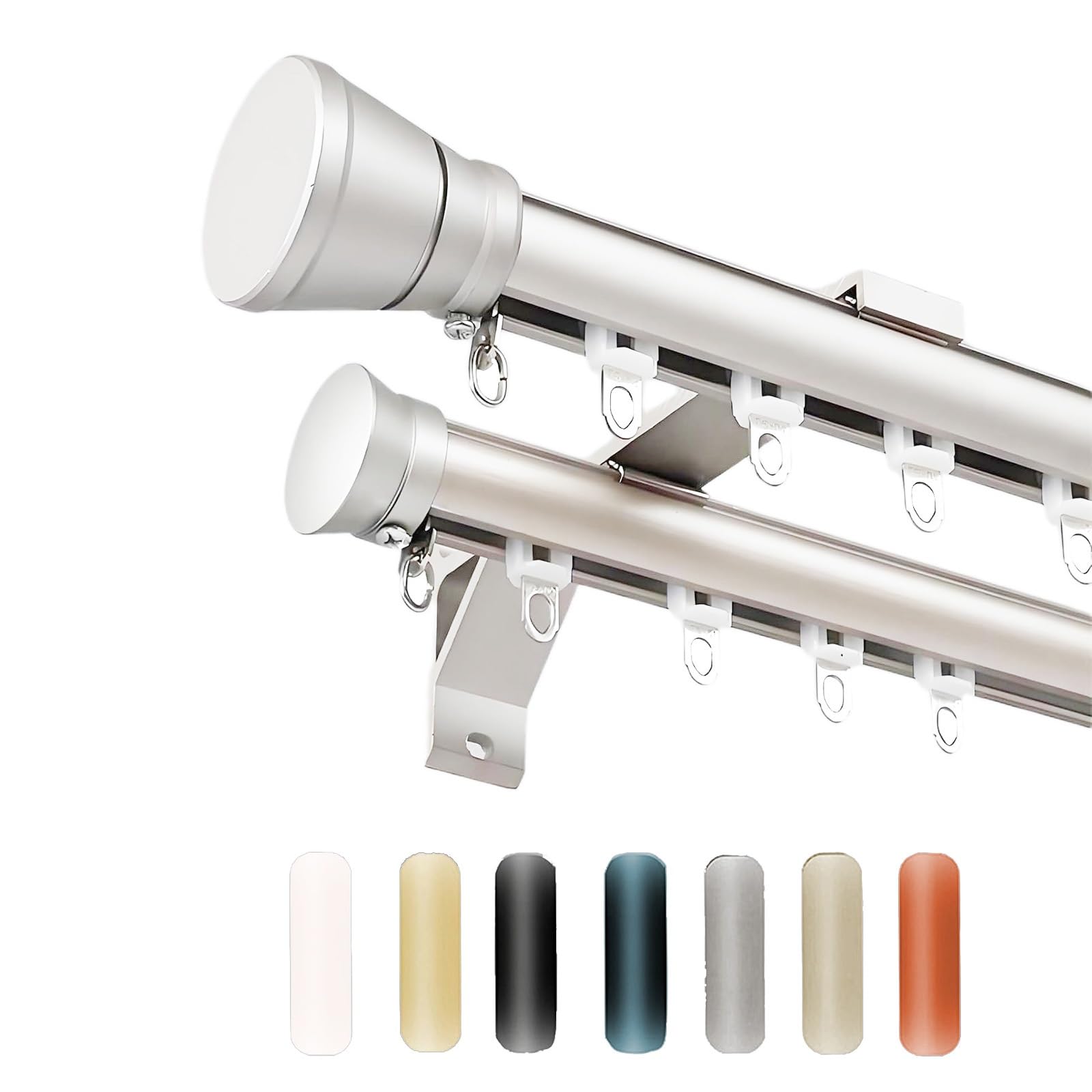 WQPMNYG Double Row Curtain Rods for Living Room & Bedroom Silent Sliding Aluminum Alloy Track System 3.0m Ceiling Wall Drape Rail Room Divider Solution (White)