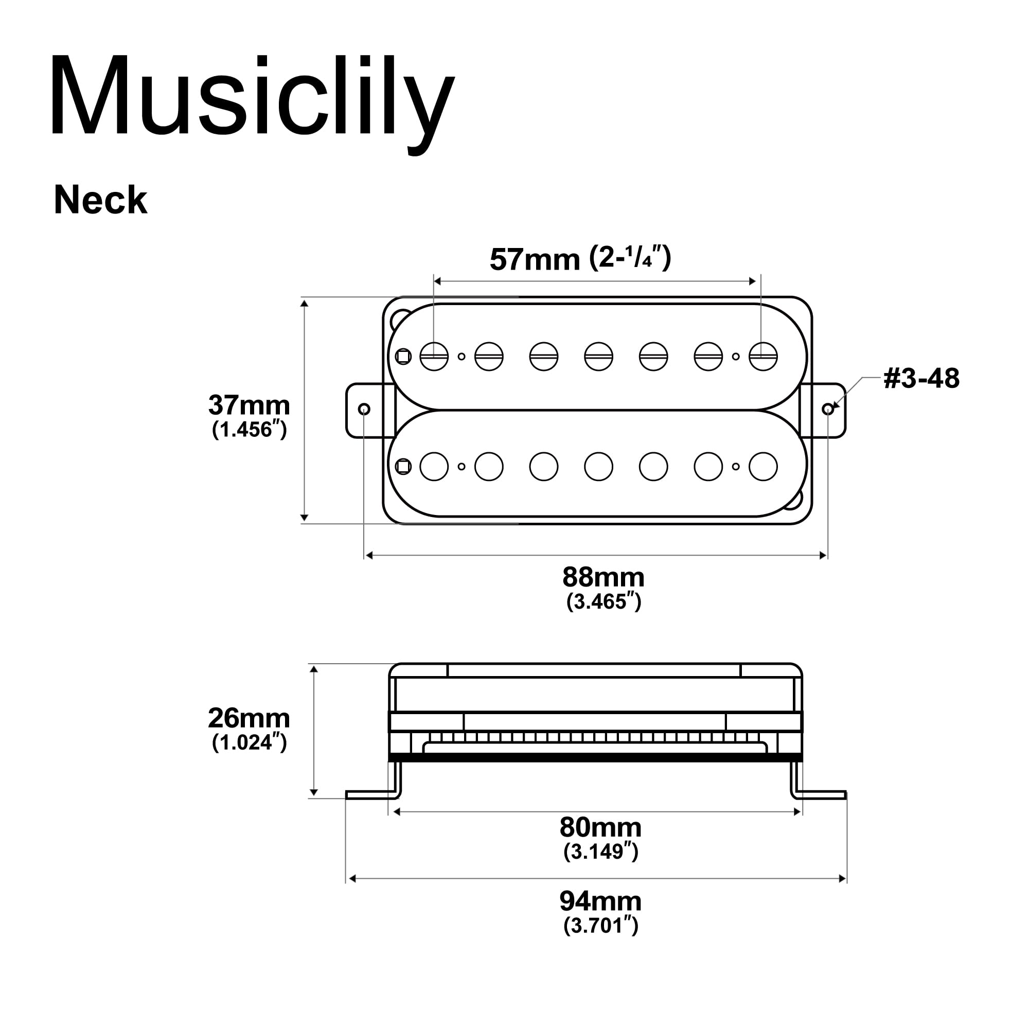 Artec HBA117 Alnico 5 Ungedeckt Humbucker Tonabnehmer Hals Pickup 9,2K für 7-Saiter E-Gitarre, Schwarz