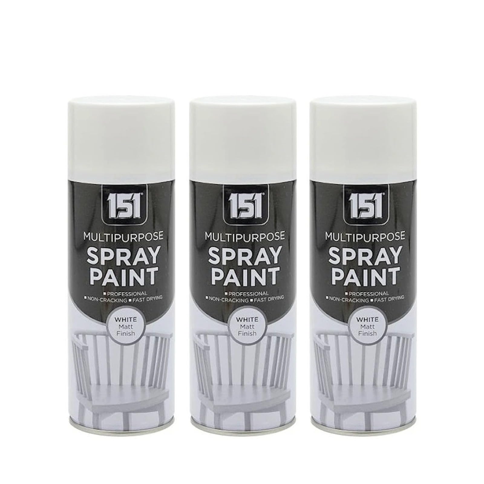 Ysamax 3Pcs 151 Multi-Purpose White Matt Spray Paint, Provides Excellent Coverage And Smooth Finish, Quick-Drying Formula, Versatile Uses, 400Ml, (3Pcs)