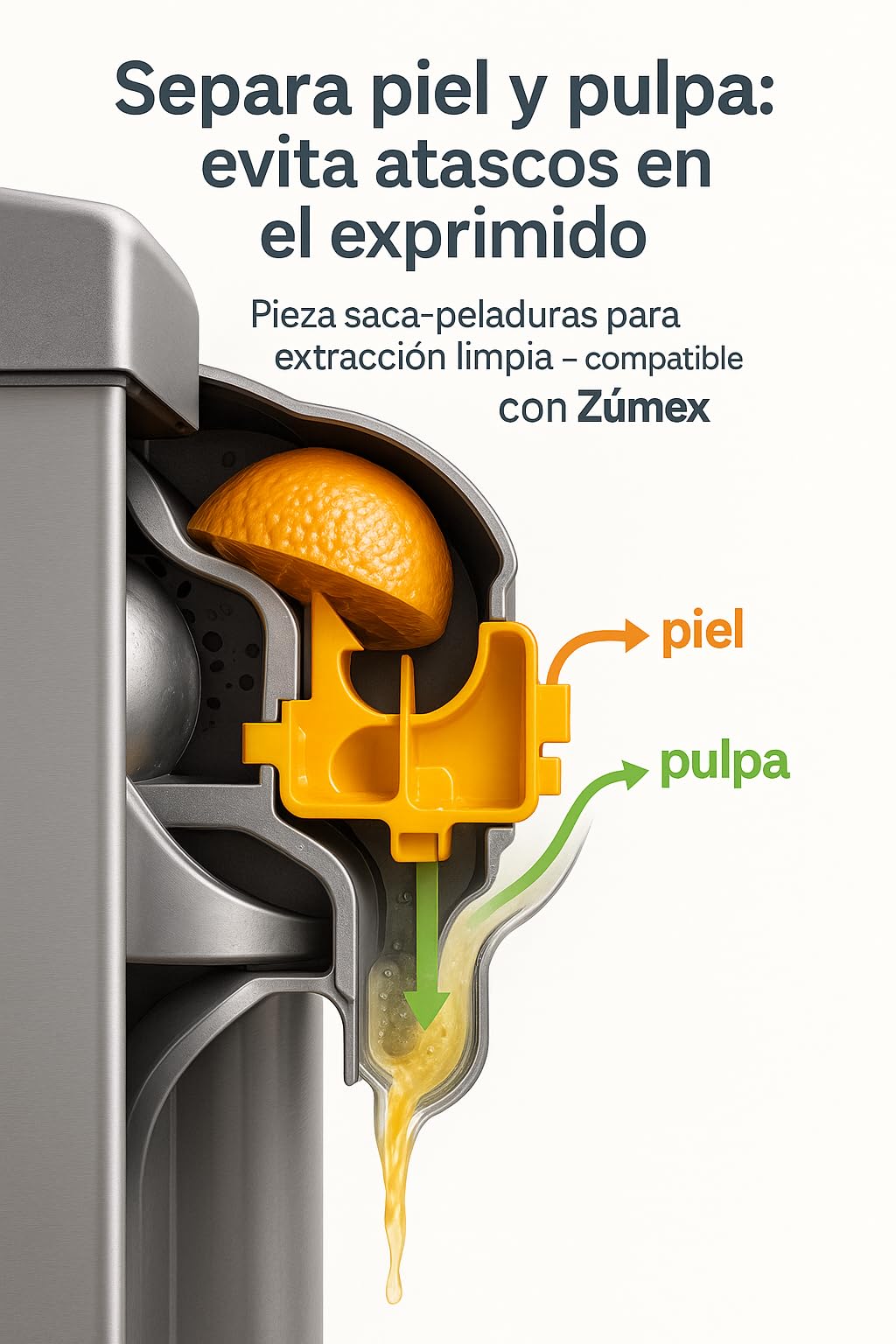 CubetasGastronorm ® Cuña Extractora Derecha Para Exprimidor S3300010:02 compatible con Zumex Accesorio Profesional Repuesto Original Alta Resistencia Fácil Limpieza Hostelería Repuesto Técnico Preciso