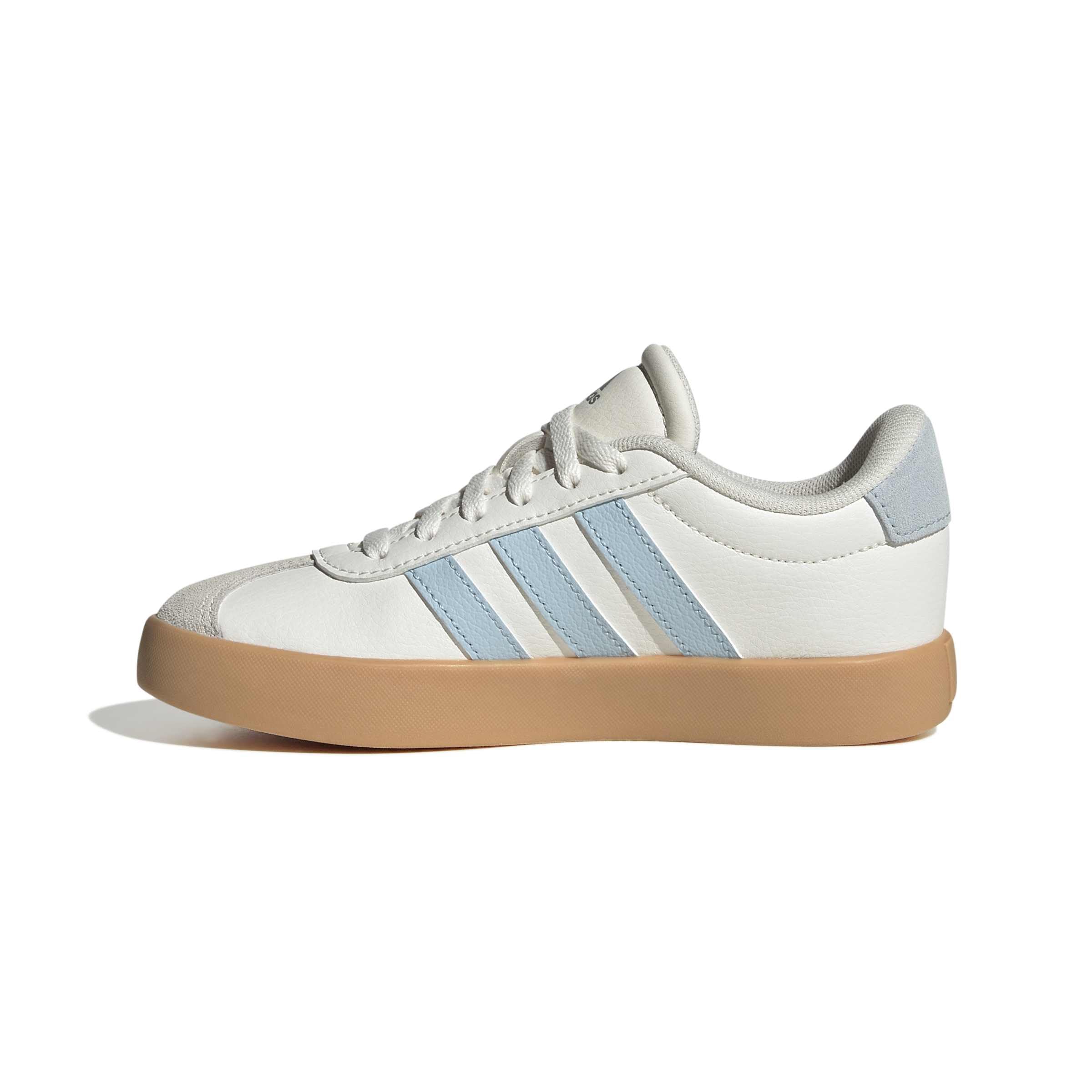 adidas Unisex Kids Vl Court 3.0 Kids Shoes, core White/ice Blue/Gum 3, 1 UK