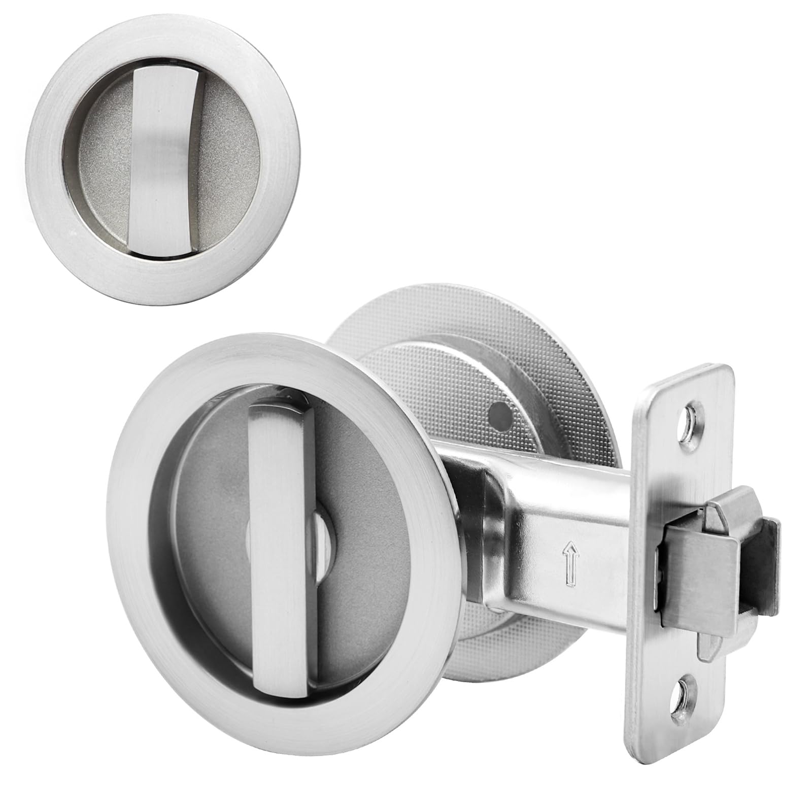 Dontay Round Pocket Door Lock, Double Sided Rotation, Privacy (Bed/Bath) Latch, Flush, Large ...