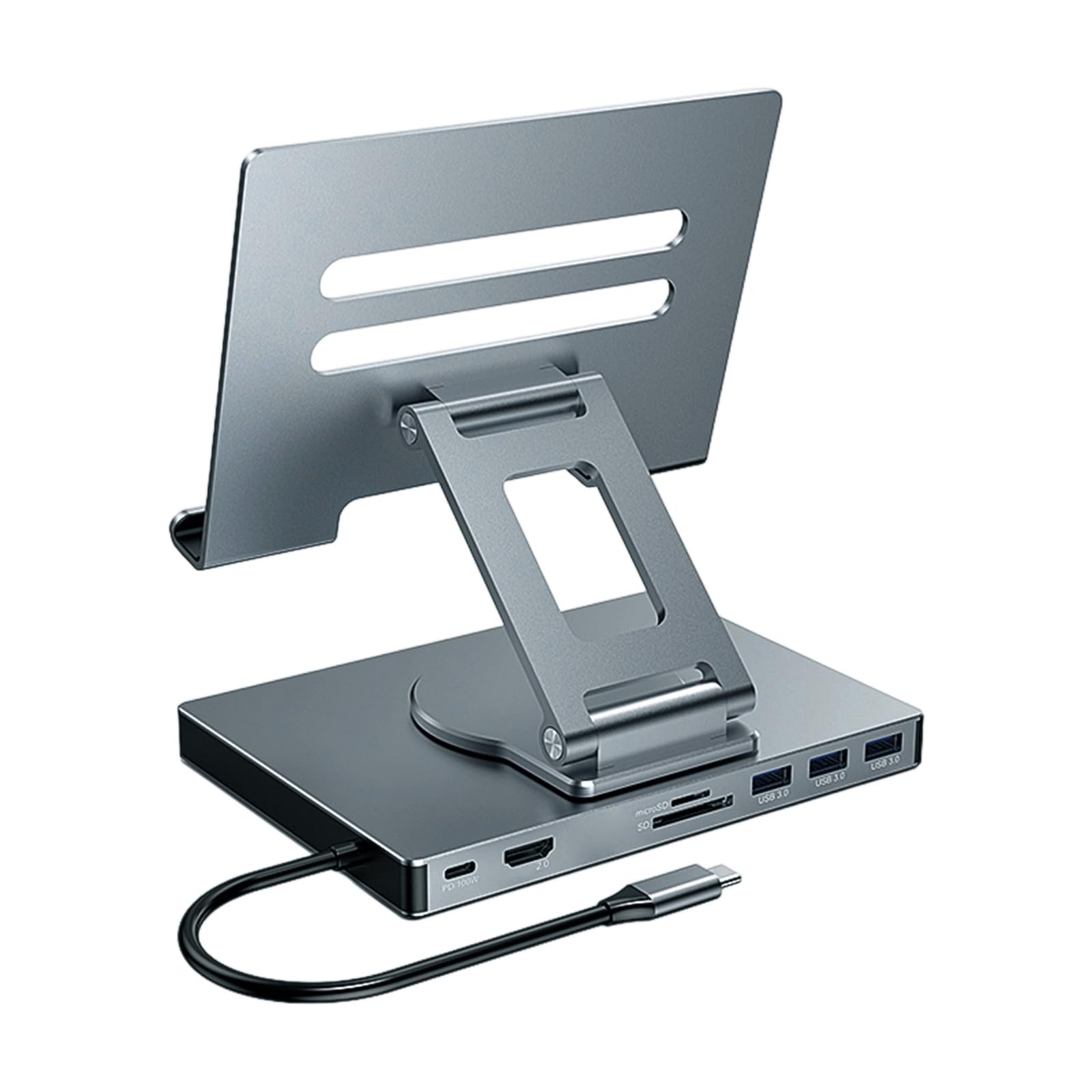 2 Supporto per Laptop Girevole Tipo C con Adattatore PD100W Porta Rete Gigabit Design Pieghevole in Alluminio per dissipazione del Calore da 3, 5 mm Adattatore Gigabit Ethernet Tipo C