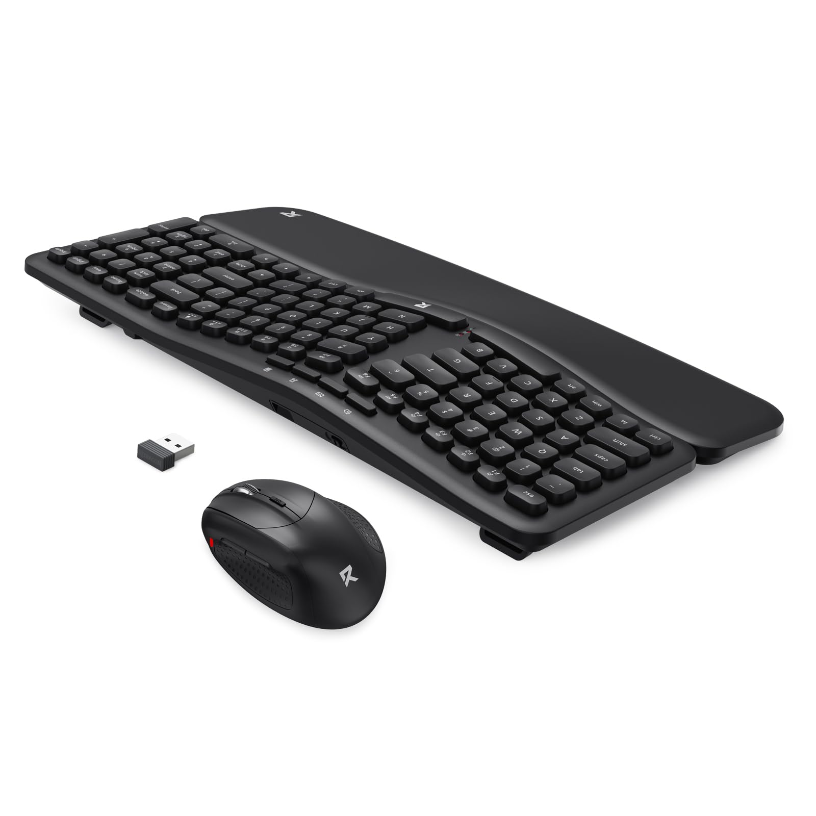 Redragon BS7162 - Combo de teclado y mouse inalámbricos, 108 teclas de 2.4 GHz, teclado inalámbrico de membrana de perfil bajo con diseño cómodo inclinado, reposamuñecas, mouse ergonómico máximo de