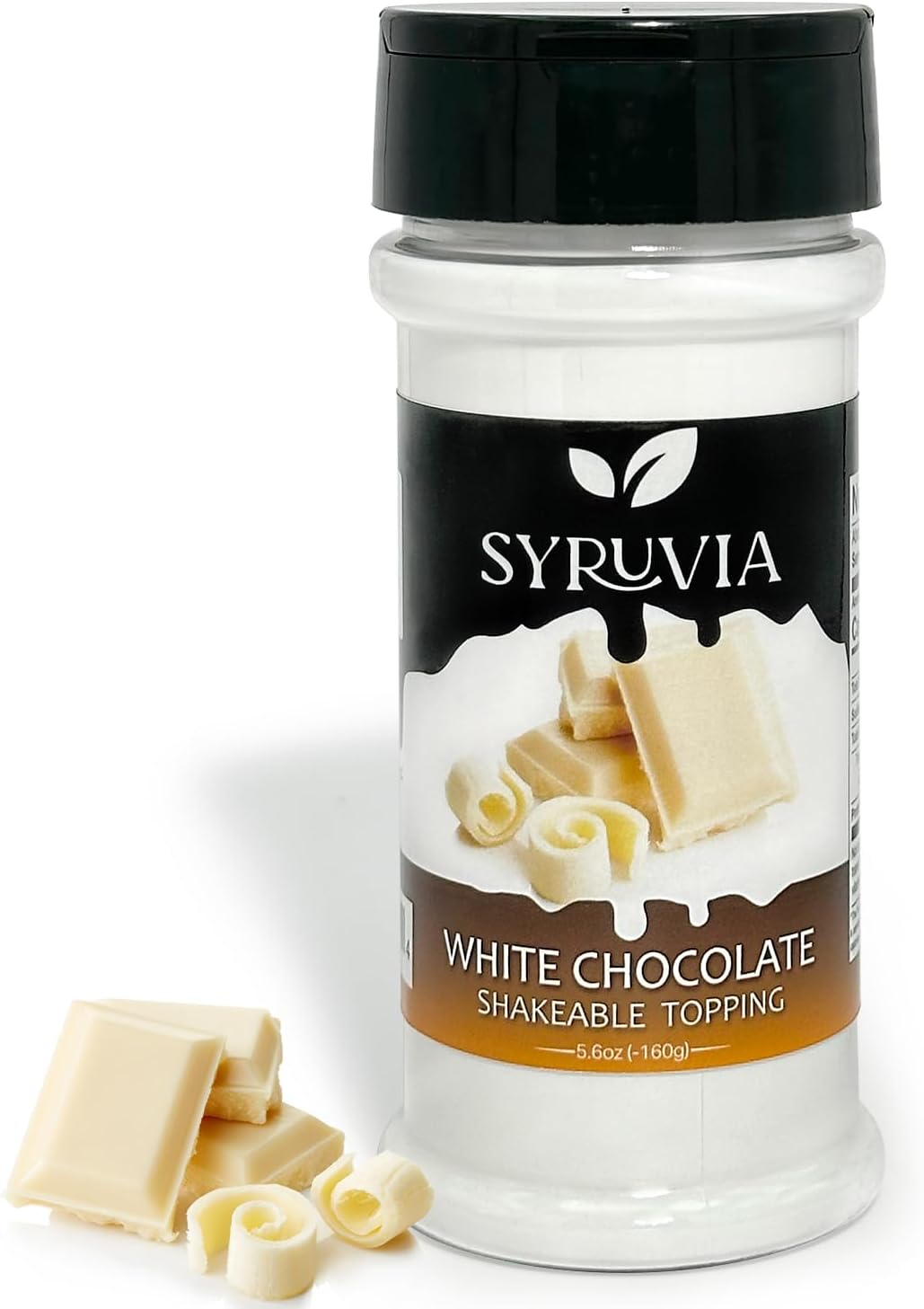 Syruvia White Chocolate Shakable Coffee Topping - 5.5 oz Coffee Sprinkles. Great for Oatmeal, Milkshakes, Smoothies, Ice Cream, Dessert Topping, and More.
