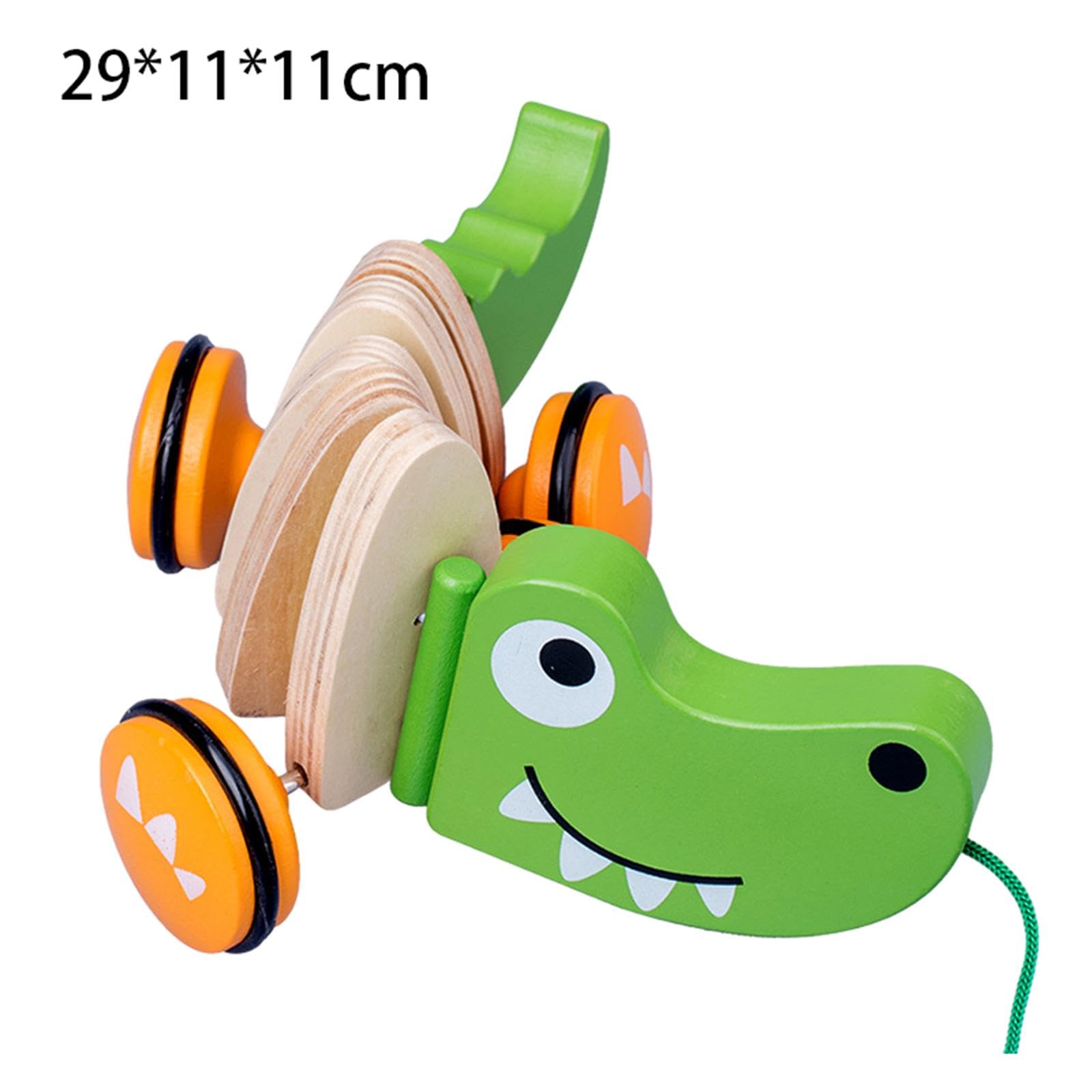 MagiDeal Giocattolo in Legno da Tirare, Ruota in Legno, Giocattolo a Forma di Animale, Sviluppo della Motricità Fine, Facile da Spingere E Tirare, Regalo, Coccodrillo