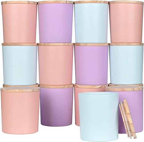 Miniatura 55 de Tarros de vela gruesos de 8 onzas para hacer velas, 15 unidades, tarros vacíos transparentes con tapas de madera para hacer velas, contenedor
