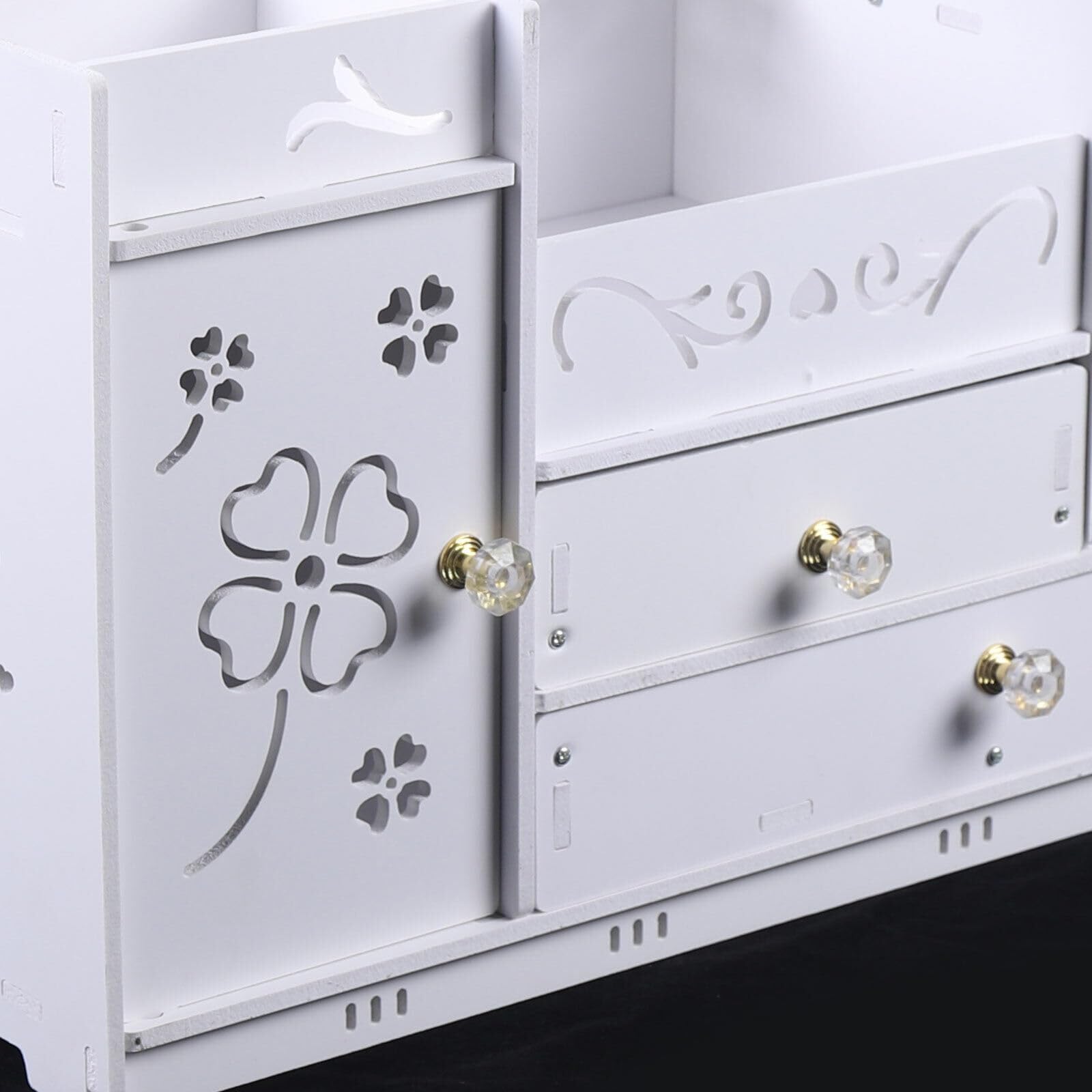 Kosmetik Make up Organizer mit 2 Schubladen Aufbewahrung Schmuck Box Parfüm Aufbewahrung,Skincare Beauty Schminke Kosmetikbox zubehör für Dresser Schlafzimmer Badezimmer,Weißer