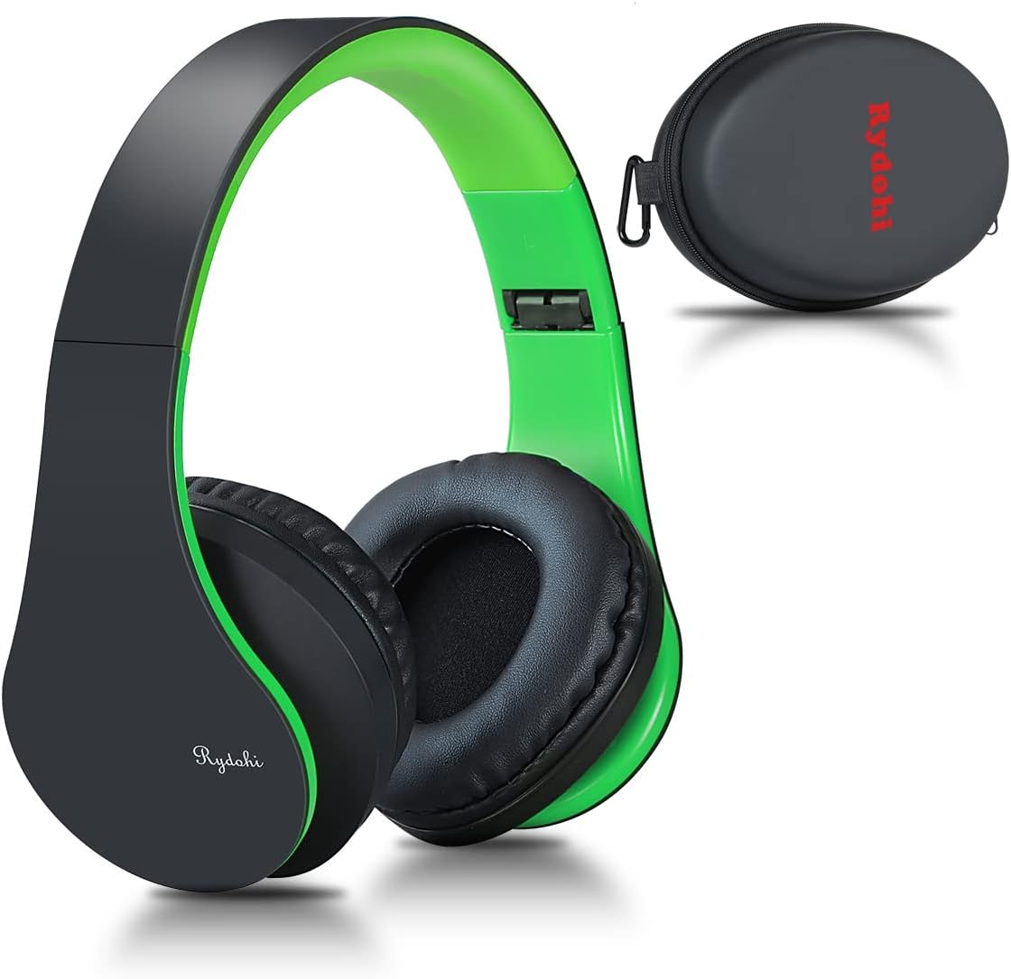 Wireless Bluetooth Headphones Over Ear, Hi-Fi Stereo Headset with Deep Bass, Foldable and Lightweight, Wired and Wireless Modes Built in Mic for Cell Phones, TV, PC and Traveling