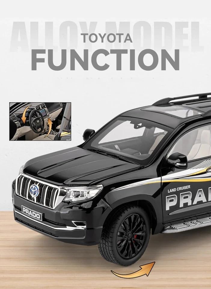 Image of Model Car Exclusive Alloy Metal Pull Back Die-cast Car Metal Pullback Toy car with Openable Doors & Light Music Best Gifts Toys Kids (1:18 Scale Toyota Land Cruiser Prado - White)