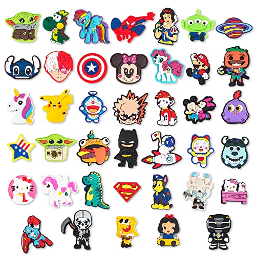 40 Pcs Cute Anime Croc Shoe Charms for Kids Shoe Decoration Party Gifts for Boys and Girls Crocs Accessories Charms Party Favor