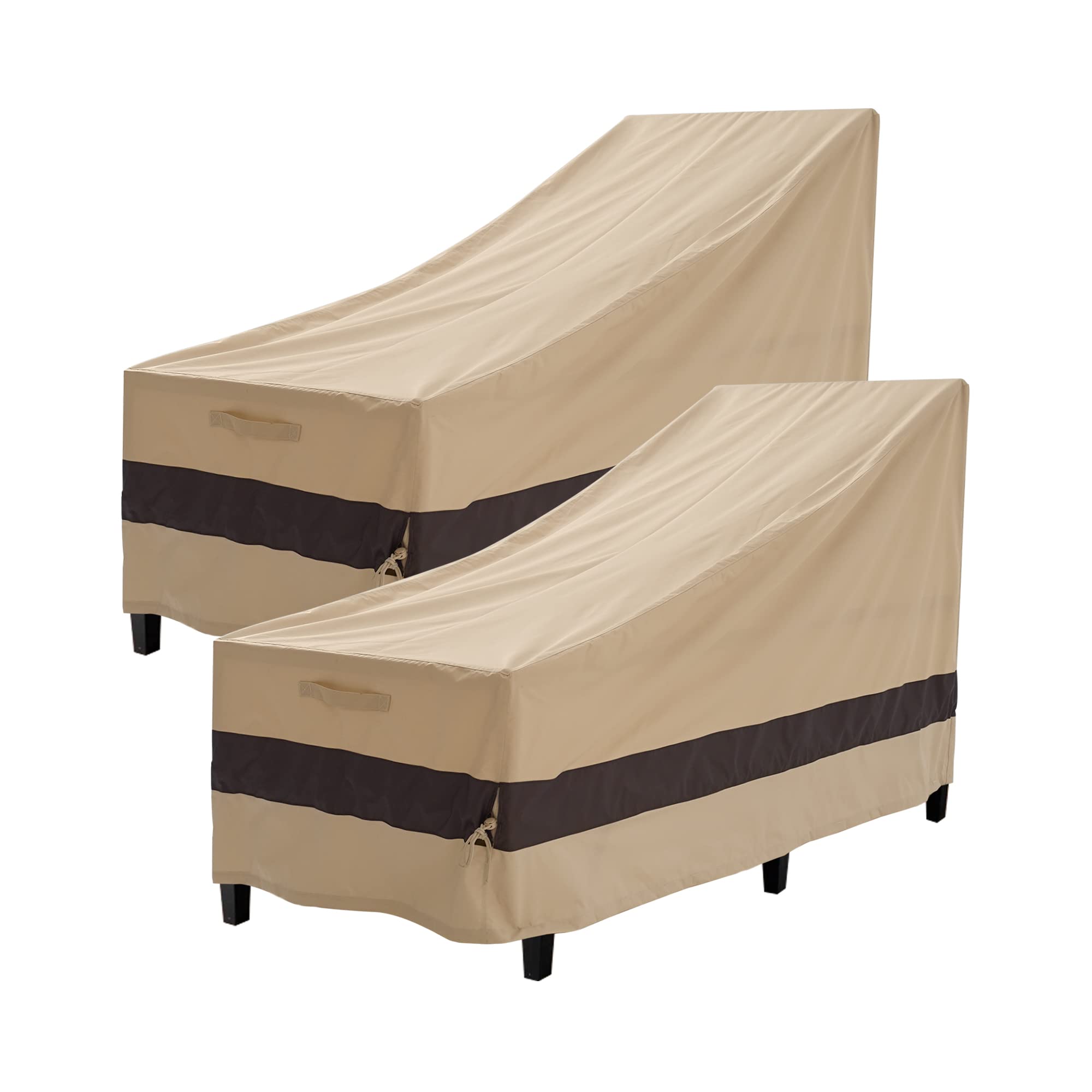 Photo 1 of *USED*WJ-X3 Outdoor Waterproof Patio Chaise Lounge Covers, UV Resistant Fabric, Outdoor Lounge Chair Covers, 32W x 80D x 42H, Beige & Coffee, 2 Pack 