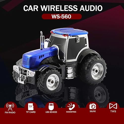 Miniatura 3 de WS-560 Tractor moderno Bluetooth réplica altavoz  Altavoz inalámbrico portátil con sonido HD, TWS, luz de fiesta LED, USBTF, FM, micrófono
