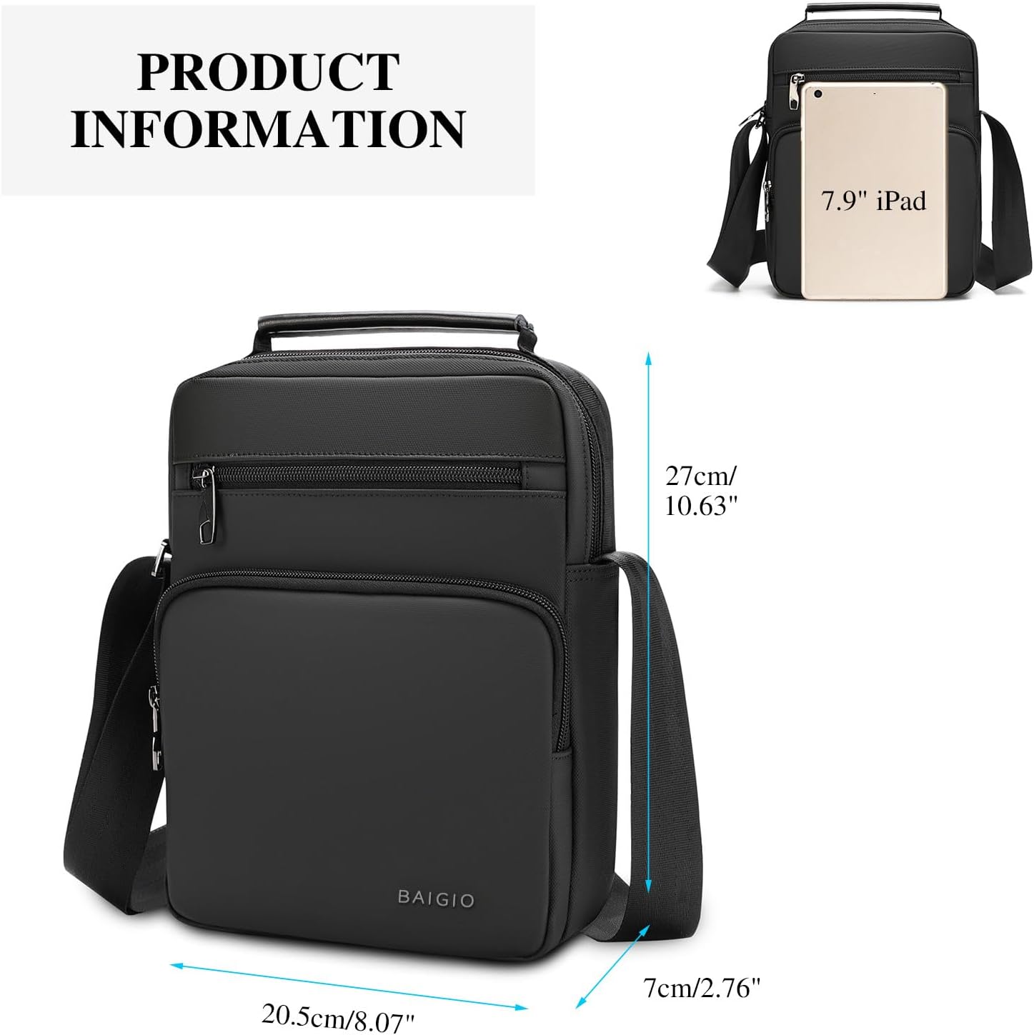 BAIGIO Small Crossbody Bag for Men Shoulder Bag Man Purse Men Small Messenger Bag Shoulder Bags Casual Business