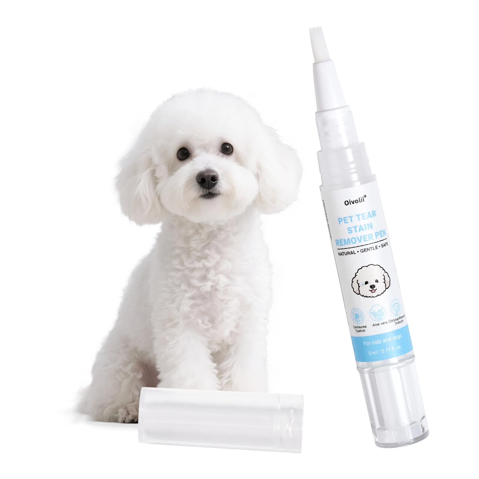 Oivolii Tear Stain Remover Pen for Dogs & Cats, Aloe Formula Gentle Eye Cleaner with Soft Tip for Easy Use