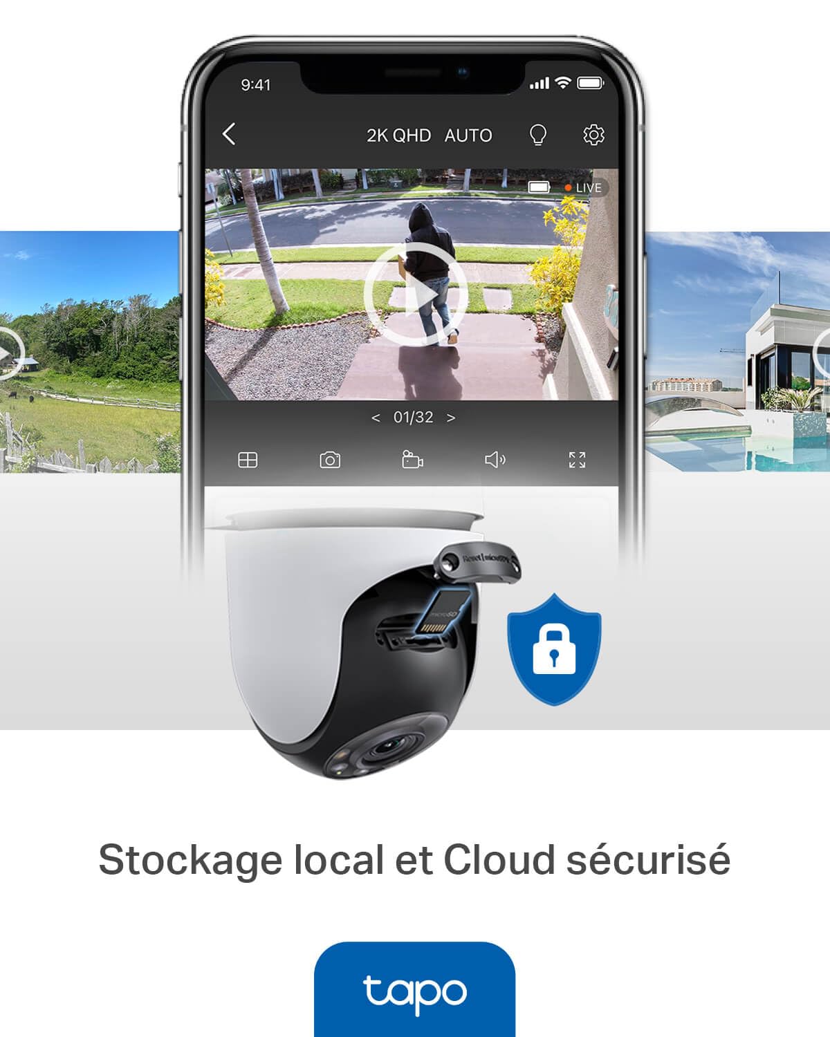 Tapo C520WS 2K (4MP) Caméra de Surveillance WiFi Extérieur 360°, Vision Nocturne Couleur, Détection de Mouvement, IP66