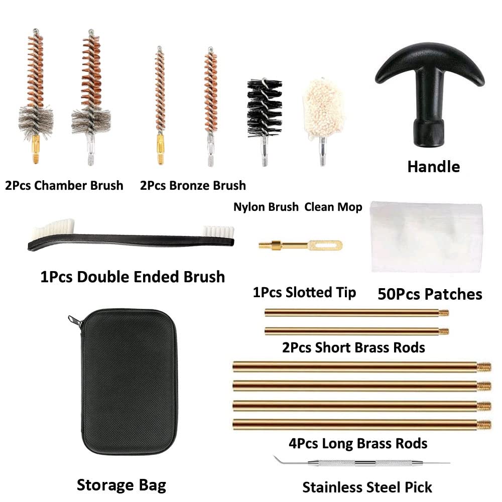 Kit Pulizia Per Pistola ANCLLO - Universale Per .22, .357, .38, 9mm, .45, Con Cordino E Moschettone - Foto 3