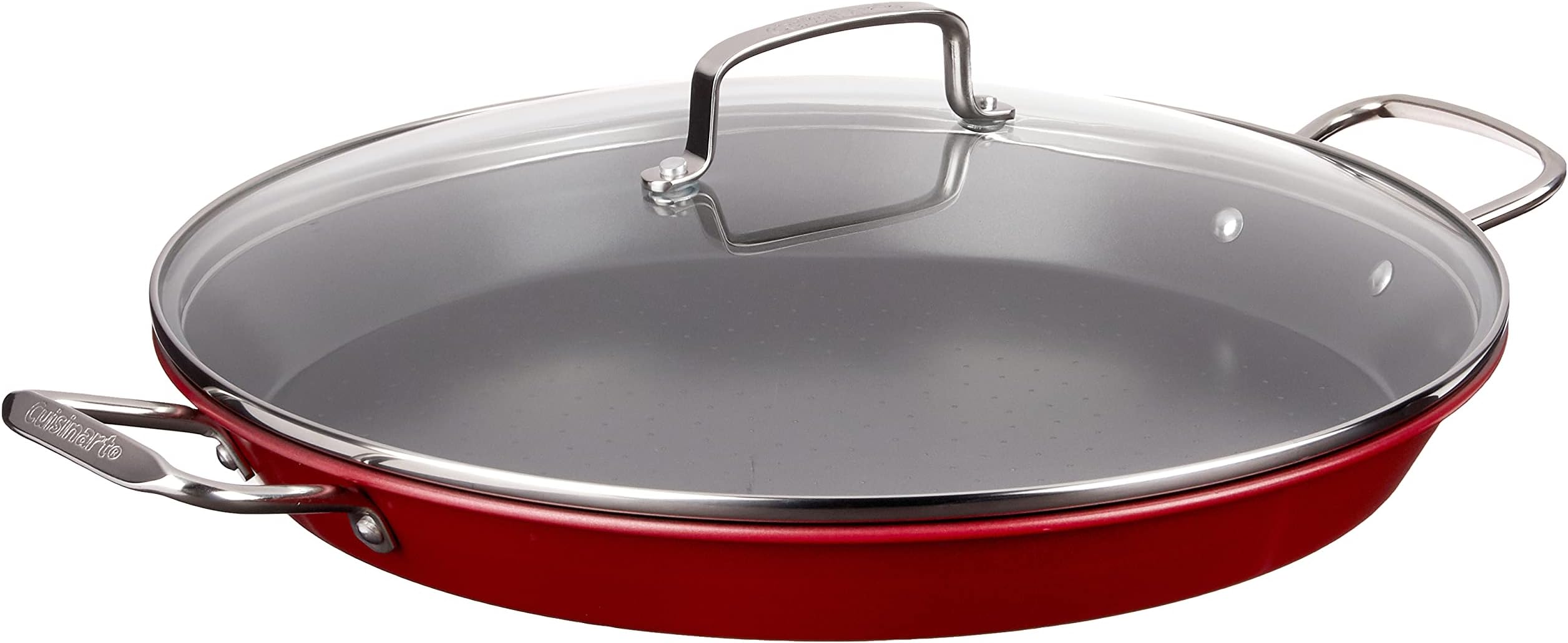 ASP-38CR 15-Inch Paella Pan with Lid, Red