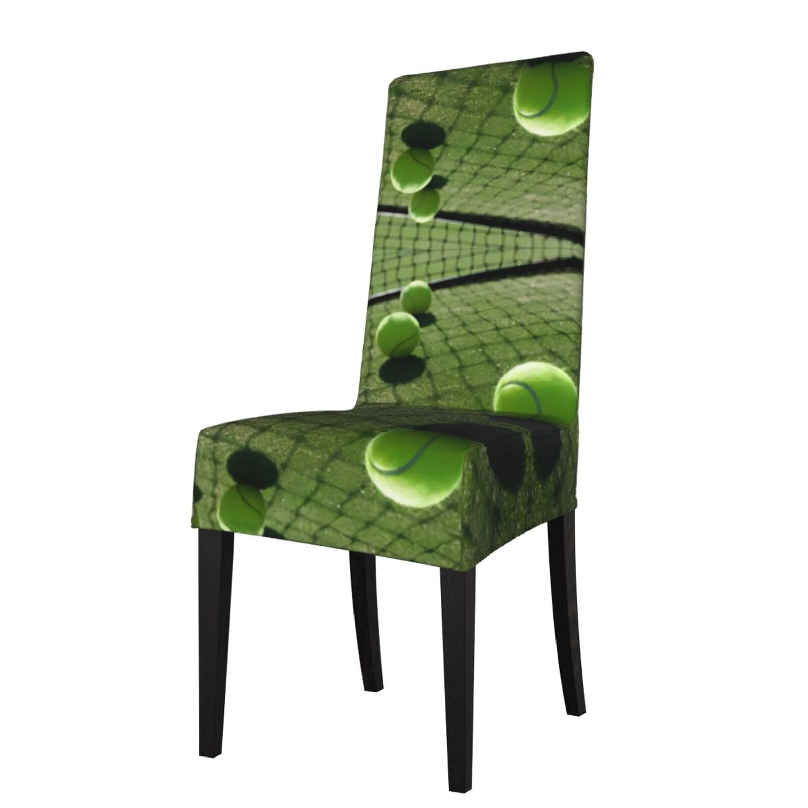 YYHWHJDE Tennis Balls on Tennis Grass Court Prints Protection Cover for Dining Chair – Stretchable Slipcovers for a Refreshing Dining Room Makeover