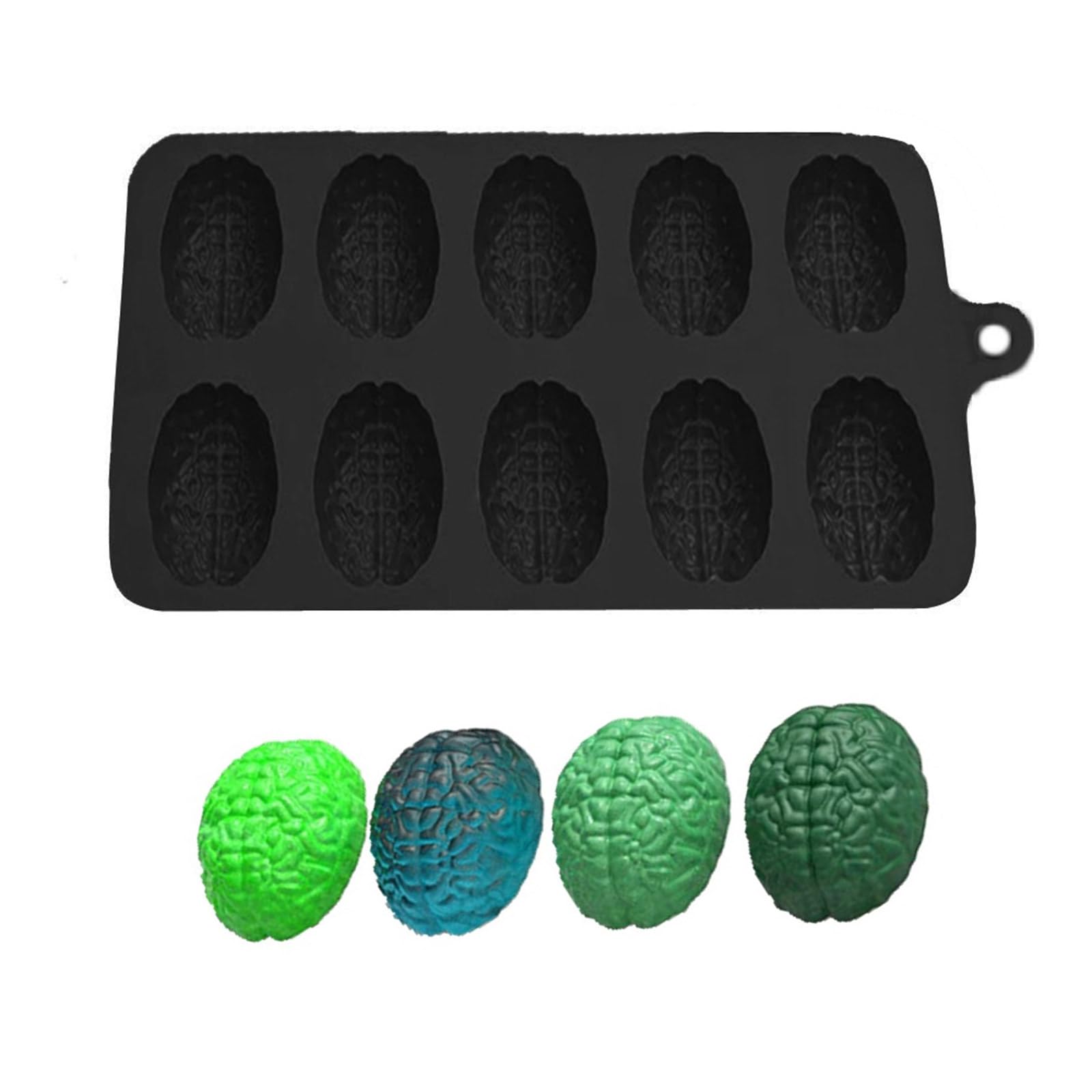MICFENY 10 Cavity Silicone Brains Mold for Fondant Cake Creative Halloween Chocolate Mould Dessert Baking