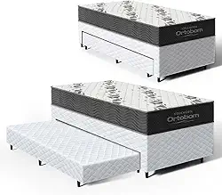 Cama Box com Colchao de Espuma D33 Ortobom Airtech 100 + Auxiliar de Espuma Unique Solteiro 88cm