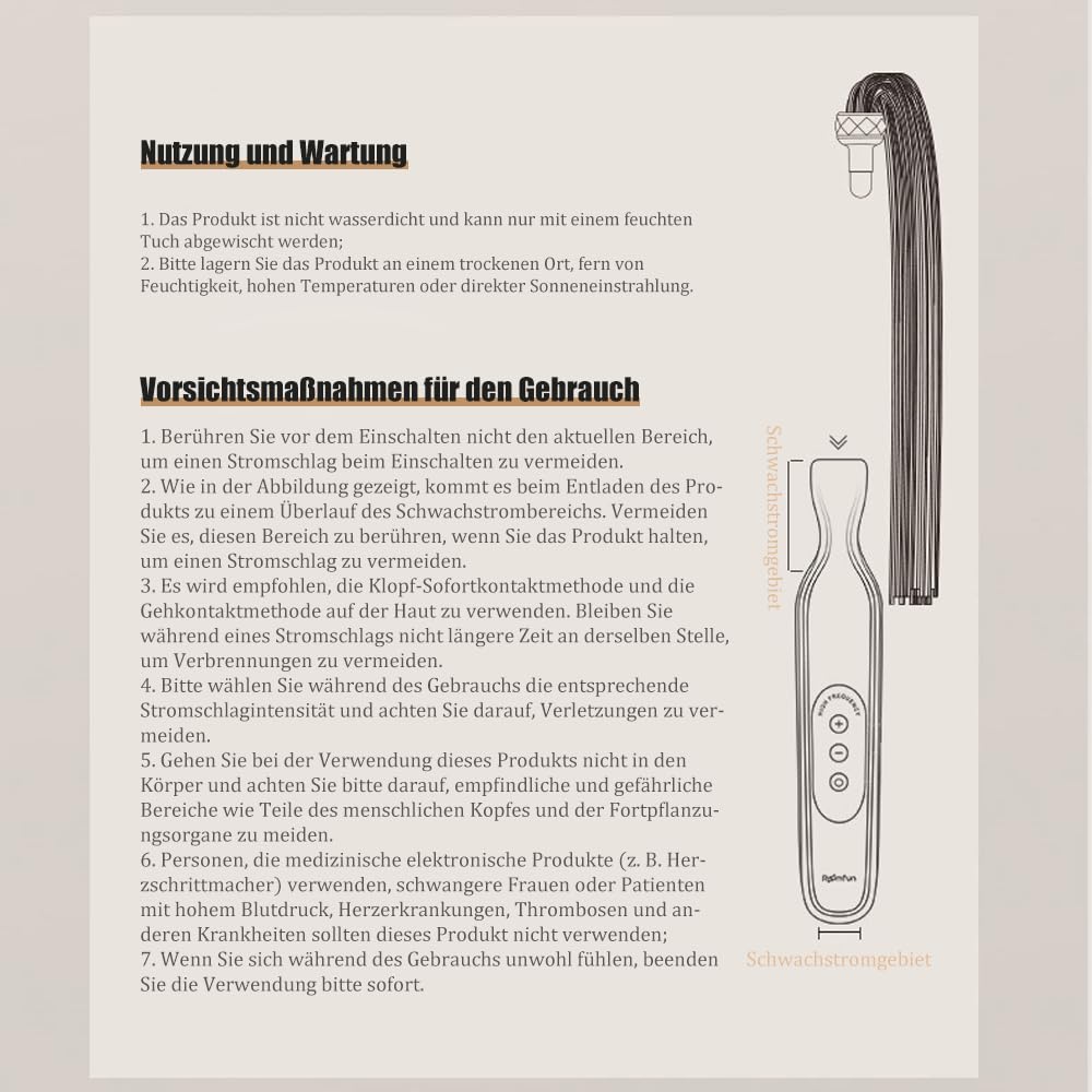 Elektroschock-Stab Sexuelle Elektrostimulation Elektropeitsche mit 5 Intensität, SM Foltergerät Massagestab Stimulator E-stim Erotik Sexspielzeug für Männe Frau Paar