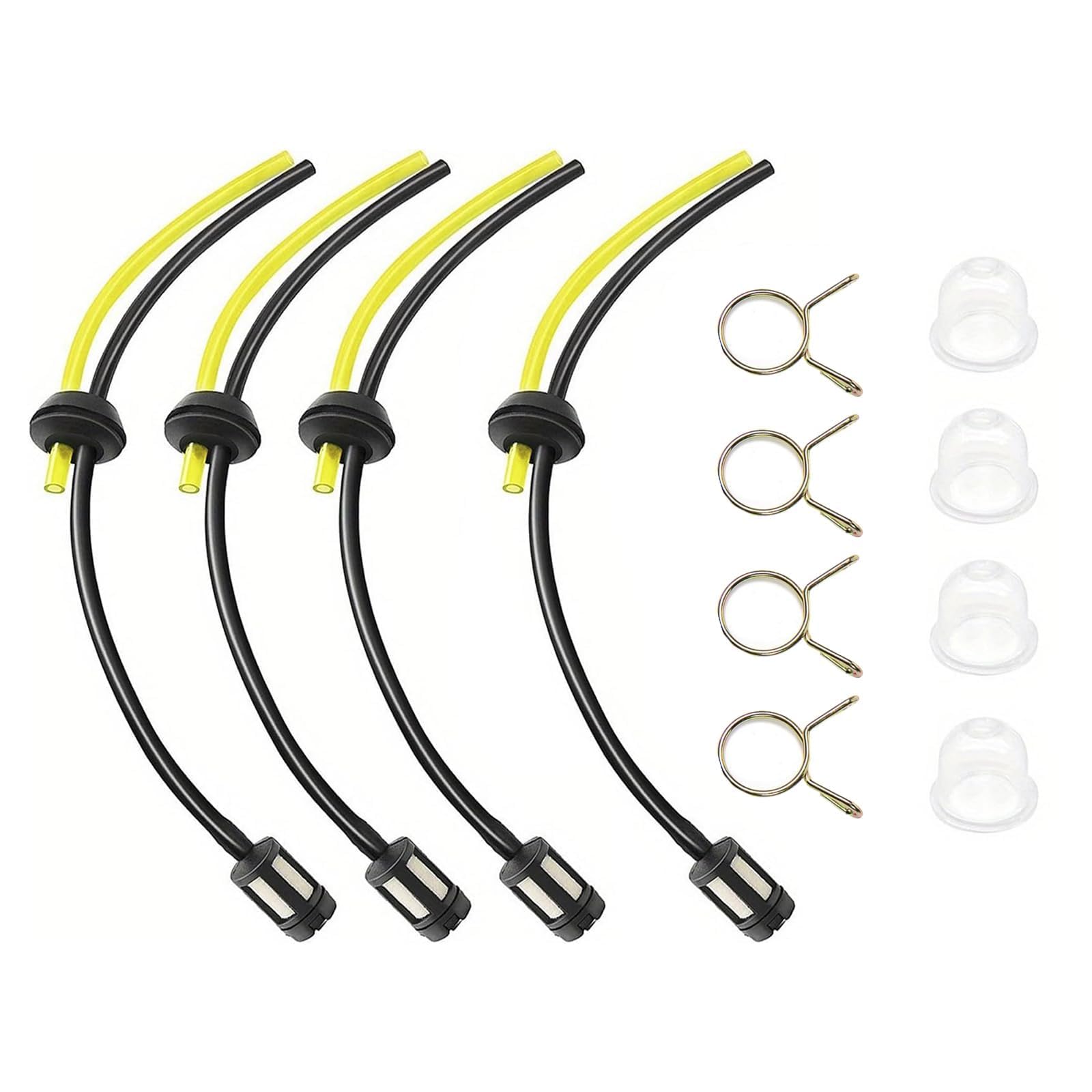 Pownert Black 12Pcs Universal Strimmer Fuel Line Hose Kit, Fuel Pipe Petrol Trimmer Parts, Compatible With Brush Cutter, Lawn Mower, Hedge Trimmer, Chainsaw