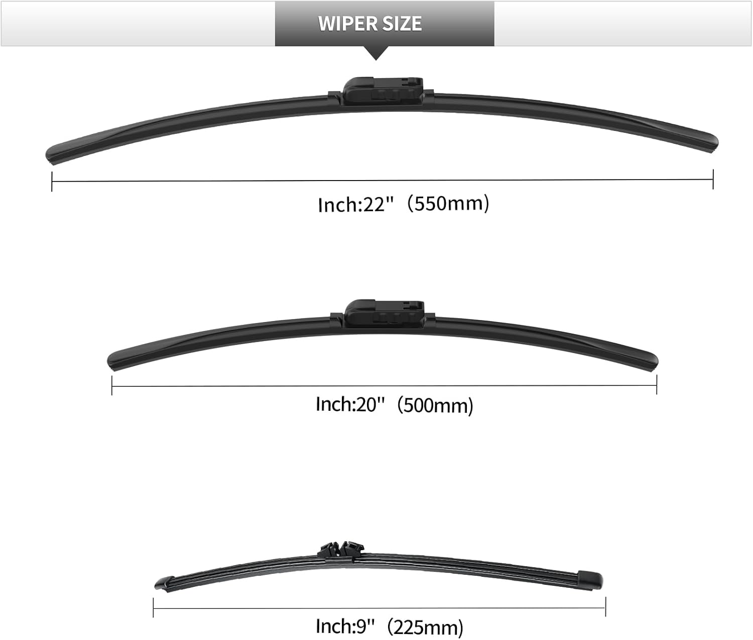 Front and Rear Windshield Wiper Blades, 3 Pcs Front and Back Windshield Wipers Blades Replacement for Ford Bronco Sport 2021-2025, Car Window Wiper Blades Only for Sport