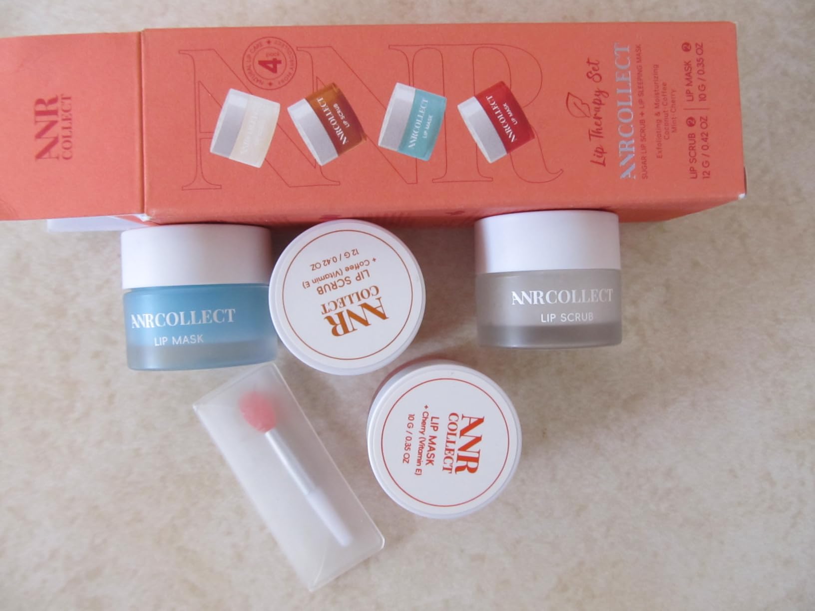 ANRCOLLECT Lip Scrub and Lip Mask Set- Lip Treatment Care Kit with 2 Lip Exfoliator Scrub & 2 Lip Butter Mask, Intense Hydration Set for Dry Chapped Cracked Lips (4 Pack)