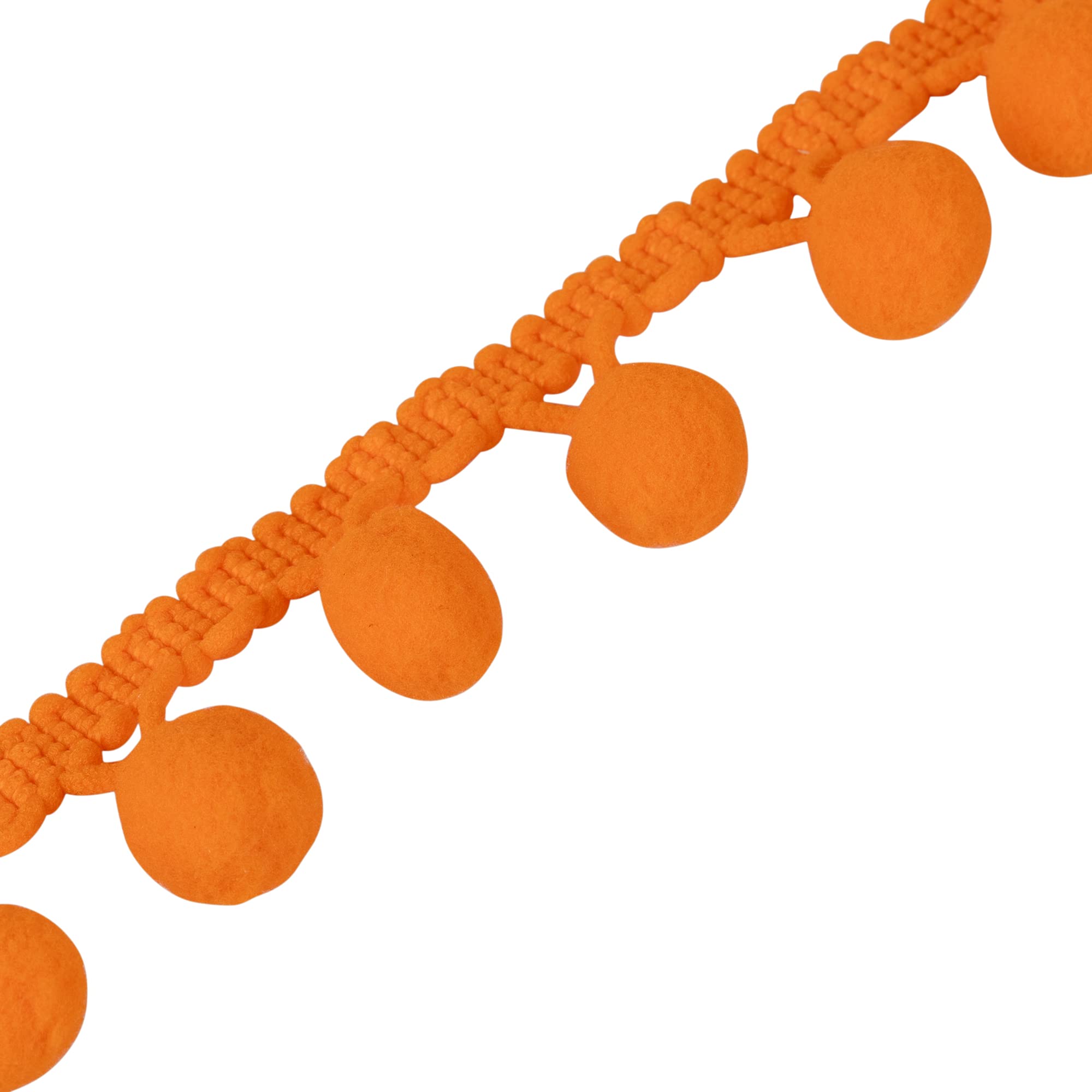 Small Pom Poms for Crafting & Kids Supplies: Mini Pom Poms 1.5cm Diameter, Craft Pom Poms, Pom Pom Garland, Pom Pom Trim, Pompoms, Pom Poms Craft - Versatile, Colourful DIY & Décor Set (Orange,1m)