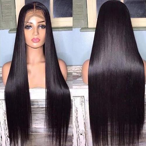 Peluca para mujeres Hermosa, de cabello humano de grado13x4, con malla frontal, transparente, de alta definición, enhebrado previamente, con pelo