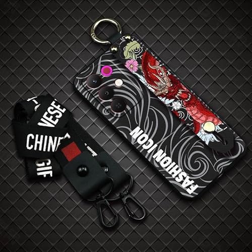 Phone Case Compatible with Realme15X 5G Global, Lanyard Back Cover Ring Shockproof Graffiti Kickstand Silicone Dirt-resistant So