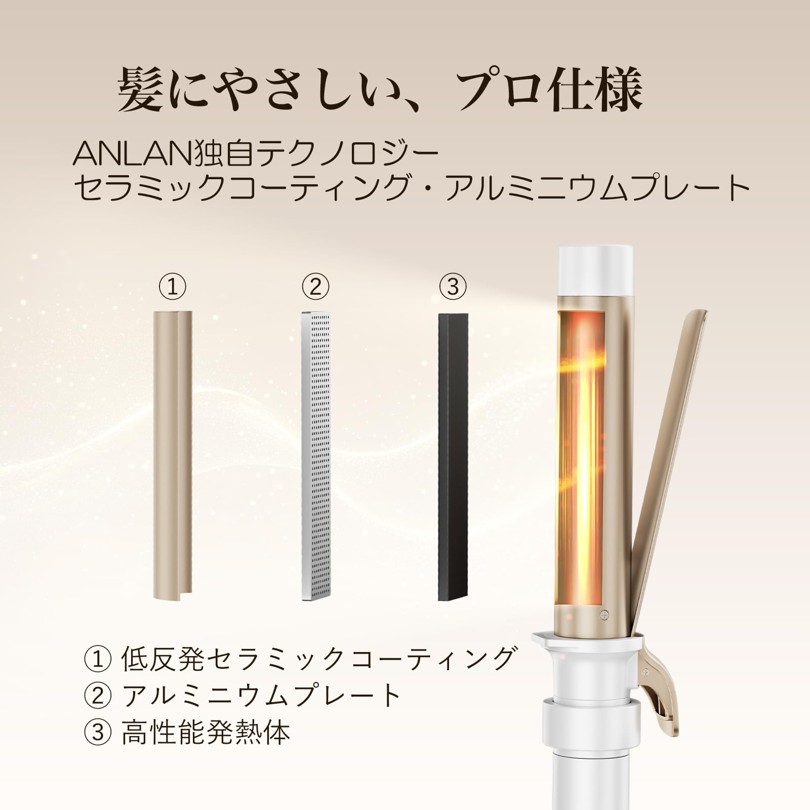 Amazon.co.jp: ANLAN オートカールアイロン コテ 自動＆手動両用 38mm