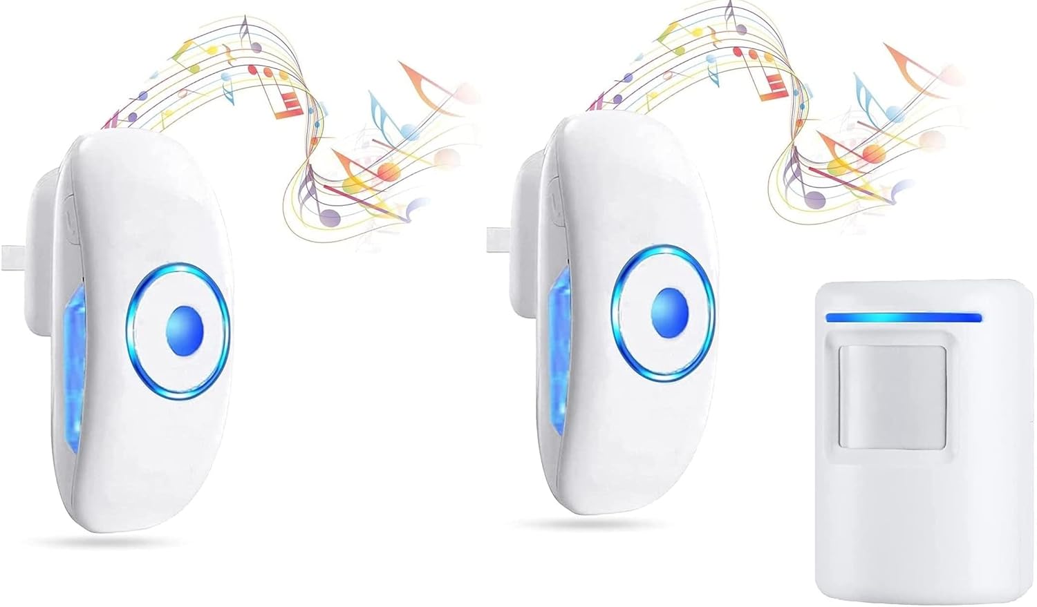 Motion Sensor, Chime & Security Sensor, Security Equipment, Wireless Doorbell/Wireless Doorbell/4 Level Sound, 36 Calling Music, Call Bell (1 Transmitter, 2 Receivers)