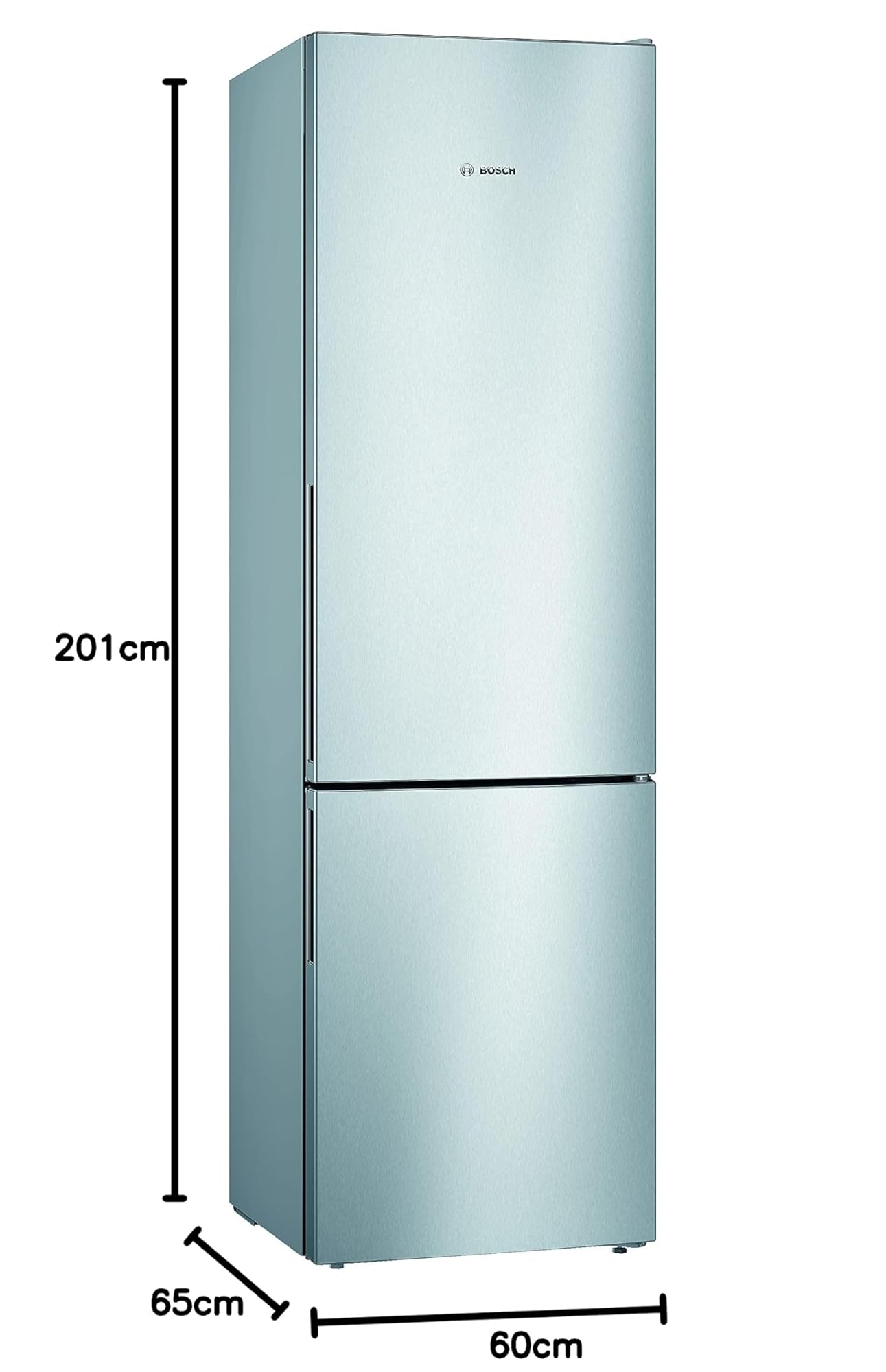 Bosch KGV39VLEAS Serie 4, nevera combinada independiente, LowFrost, cajones VitaFresh, luz LED, acero, 201 x 60 cm