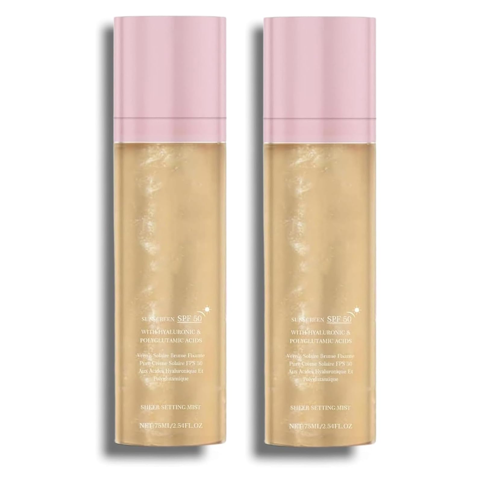 Sheer Setting Spray Sunscreen SPF 50, Over Makeup Sunscreen Spray, Make Up Setting Sprays For Face, Hydrating Makeup-Friendly Glow Mist, Shimmering Body Oil Mist, Non-Greasy & Fast-Absorbing (2)